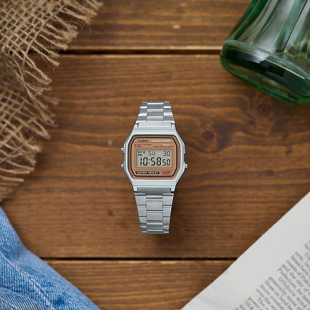 Casio Vintage A158WEA-9EF zegarek srebrny retro VINTAGE Maxi bransoleta - miniatura 3