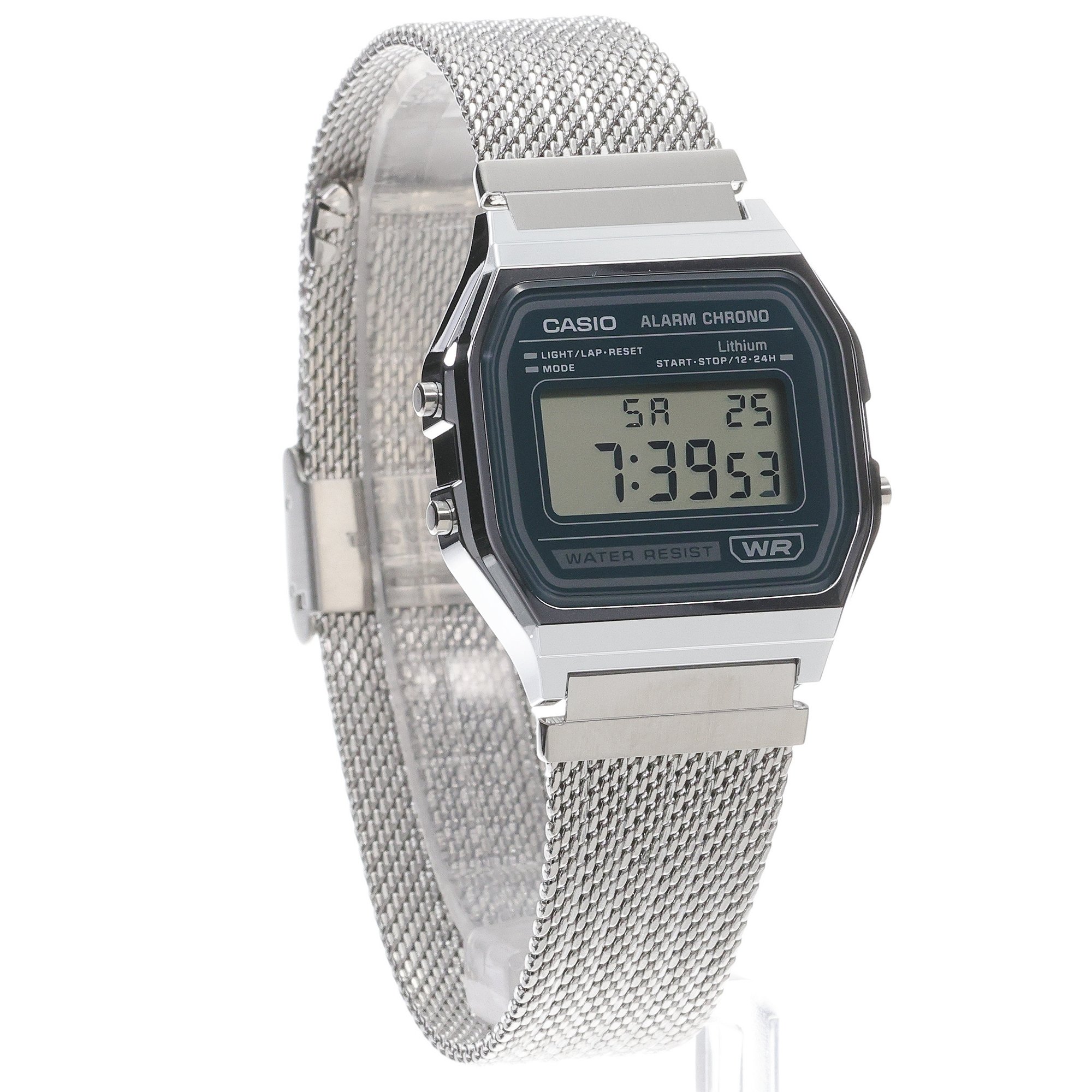 Casio Vintage A158WEM-3EF Classic VINTAGE Maxi sportowy zegarek srebrny - miniatura 3