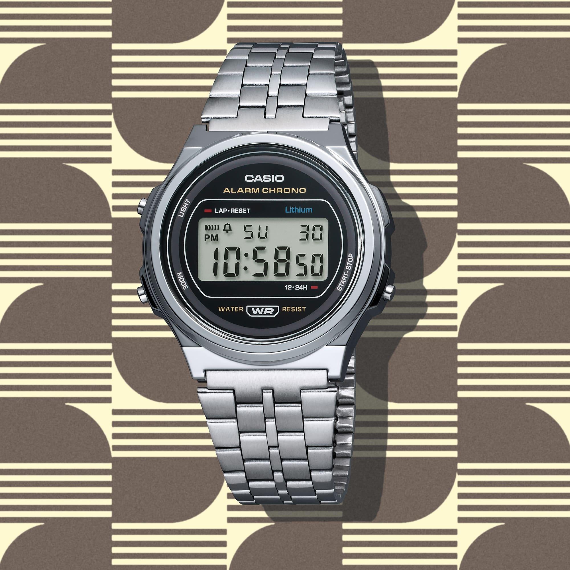 Casio Vintage A171WE-1AEF Iconic VINTAGE Maxi retro zegarek srebrny - miniatura 9