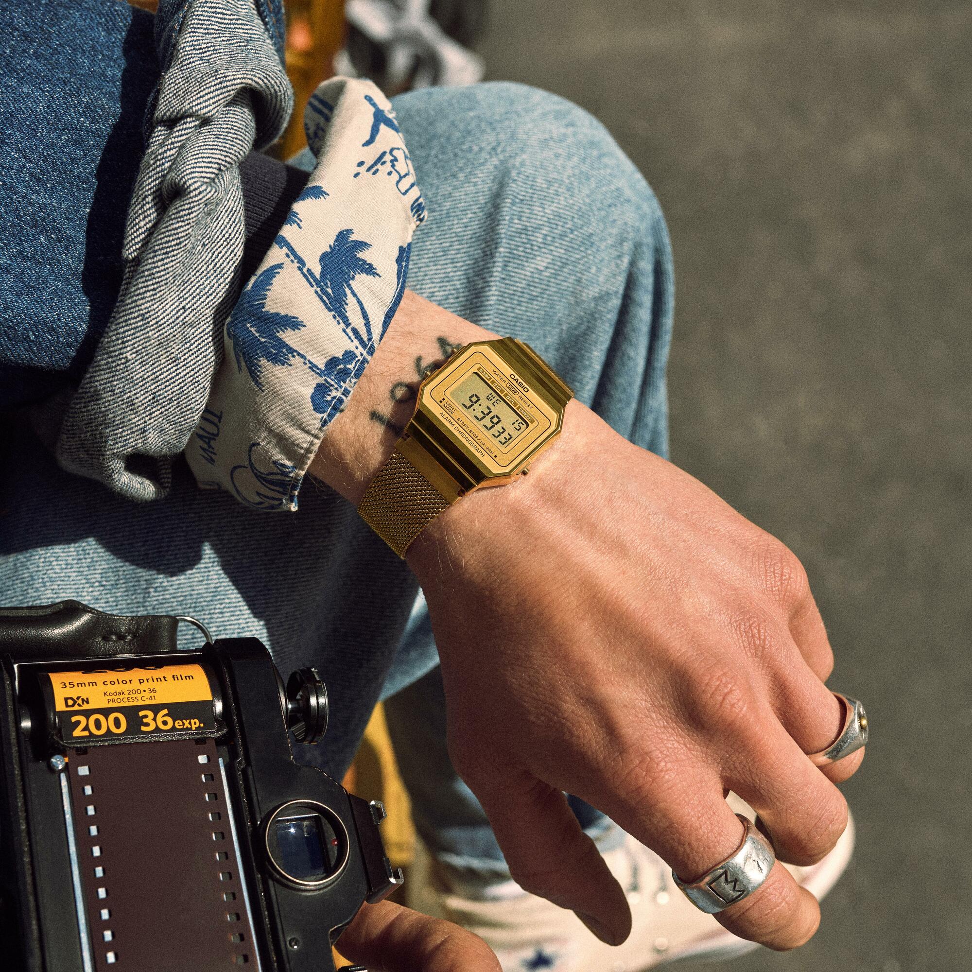 Casio Vintage A700WEMG-9AEF zegarek złoty fashion/modowy VINTAGE Midi bransoleta - miniatura 5