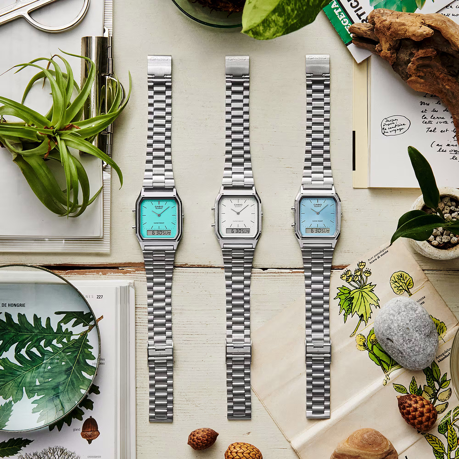 Casio Vintage AQ-230A-2A1MQYES zegarek srebrny klasyczny VINTAGE Maxi bransoleta - miniatura 5