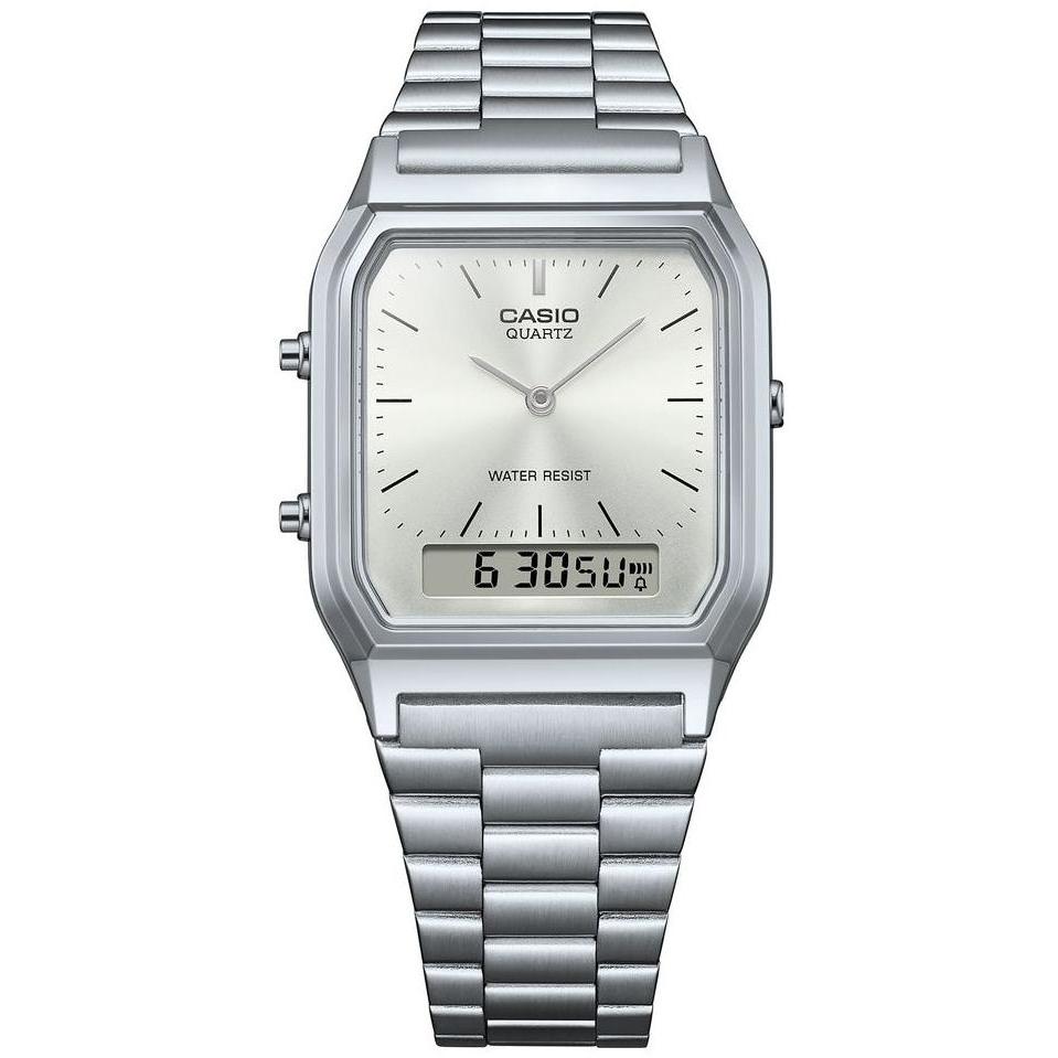 Casio Vintage AQ-230A-7AMQYES zegarek srebrny klasyczny VINTAGE Maxi bransoleta - miniatura 3