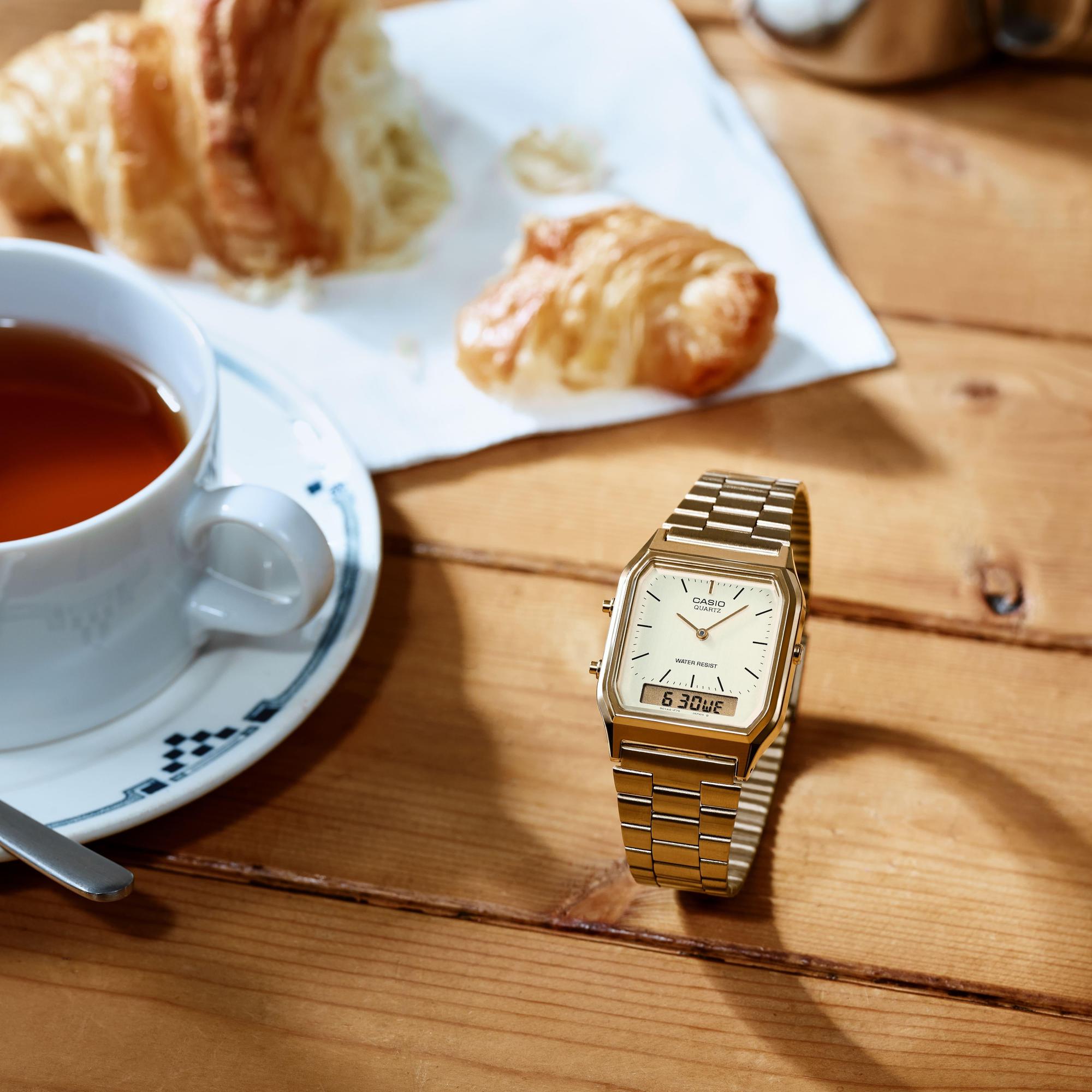 Casio Vintage AQ-230GA-9DMQYES zegarek złoty fashion-modowy Vintage bransoleta - miniatura 3