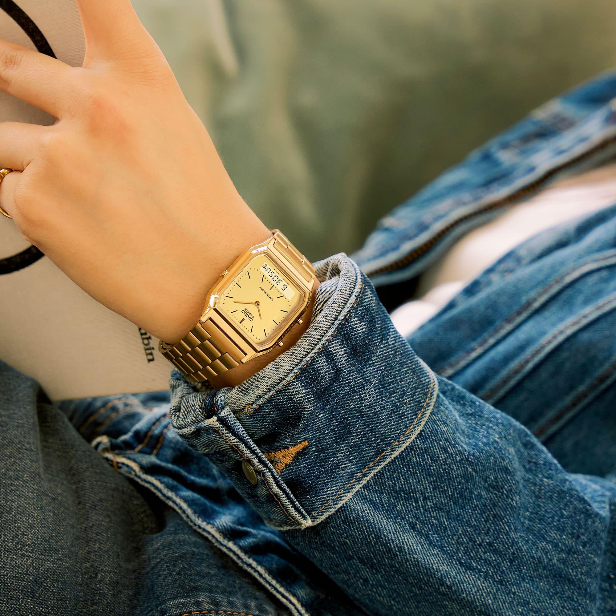 Casio Vintage AQ-230GA-9DMQYES zegarek złoty fashion-modowy Vintage bransoleta - miniatura 5