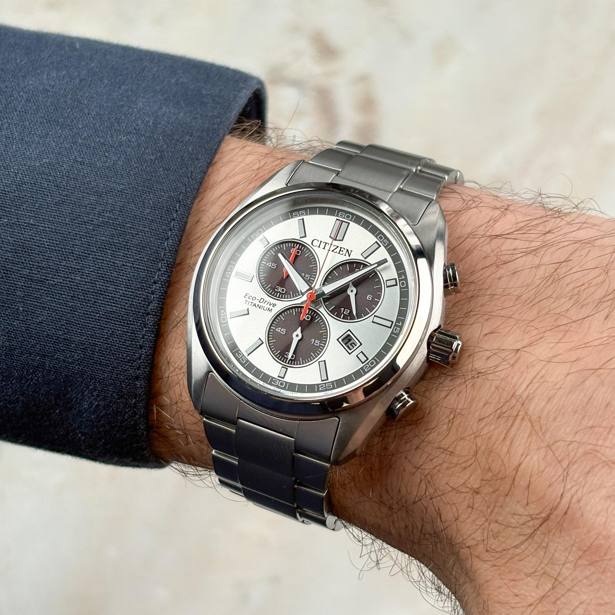 Citizen AT2590-59A Ecodrive Super Titanium Chrono Eco-Drive zegarek męski sportowy mineralne - miniatura 7
