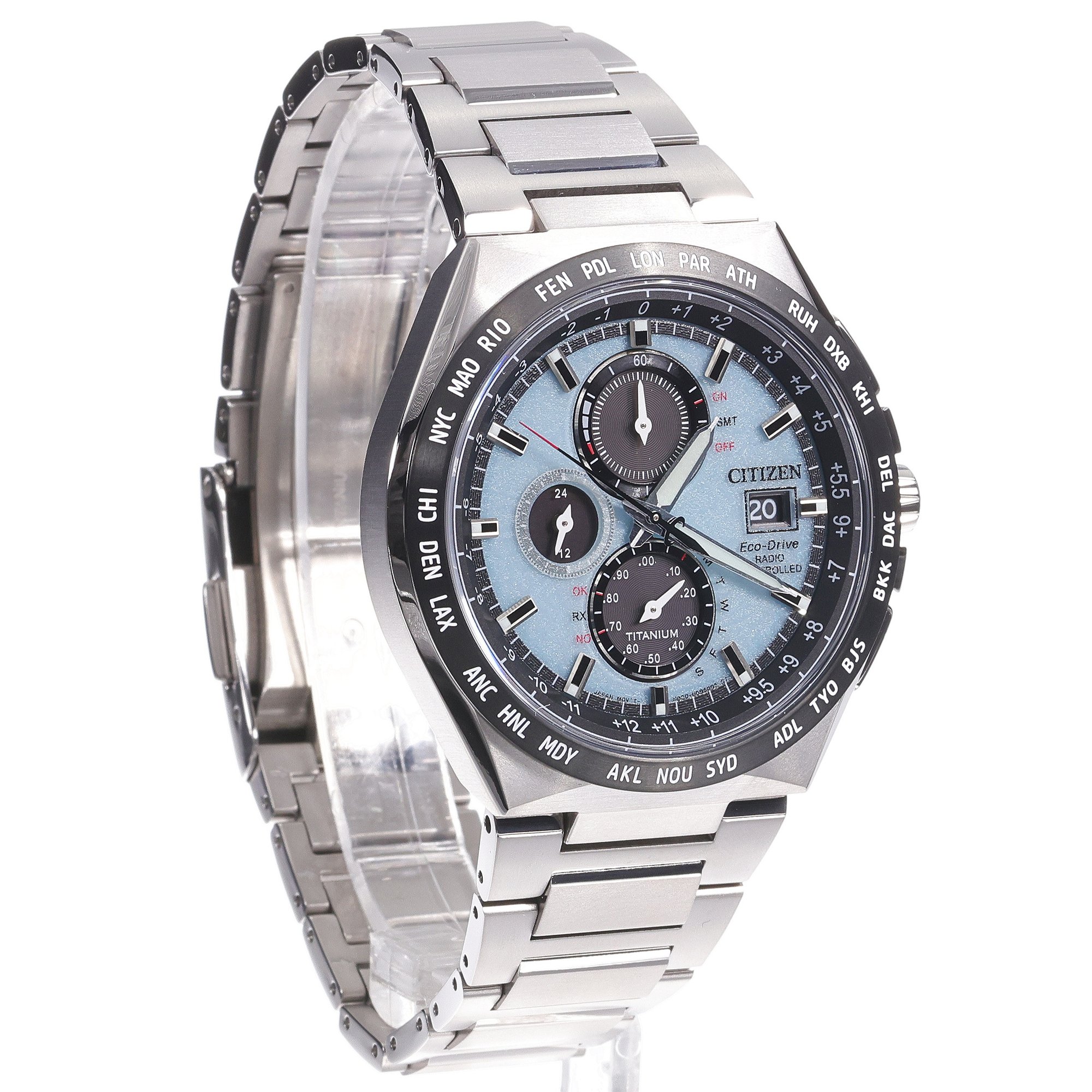 Citizen AT8238-84M zegarek srebrny klasyczny Titanium bransoleta