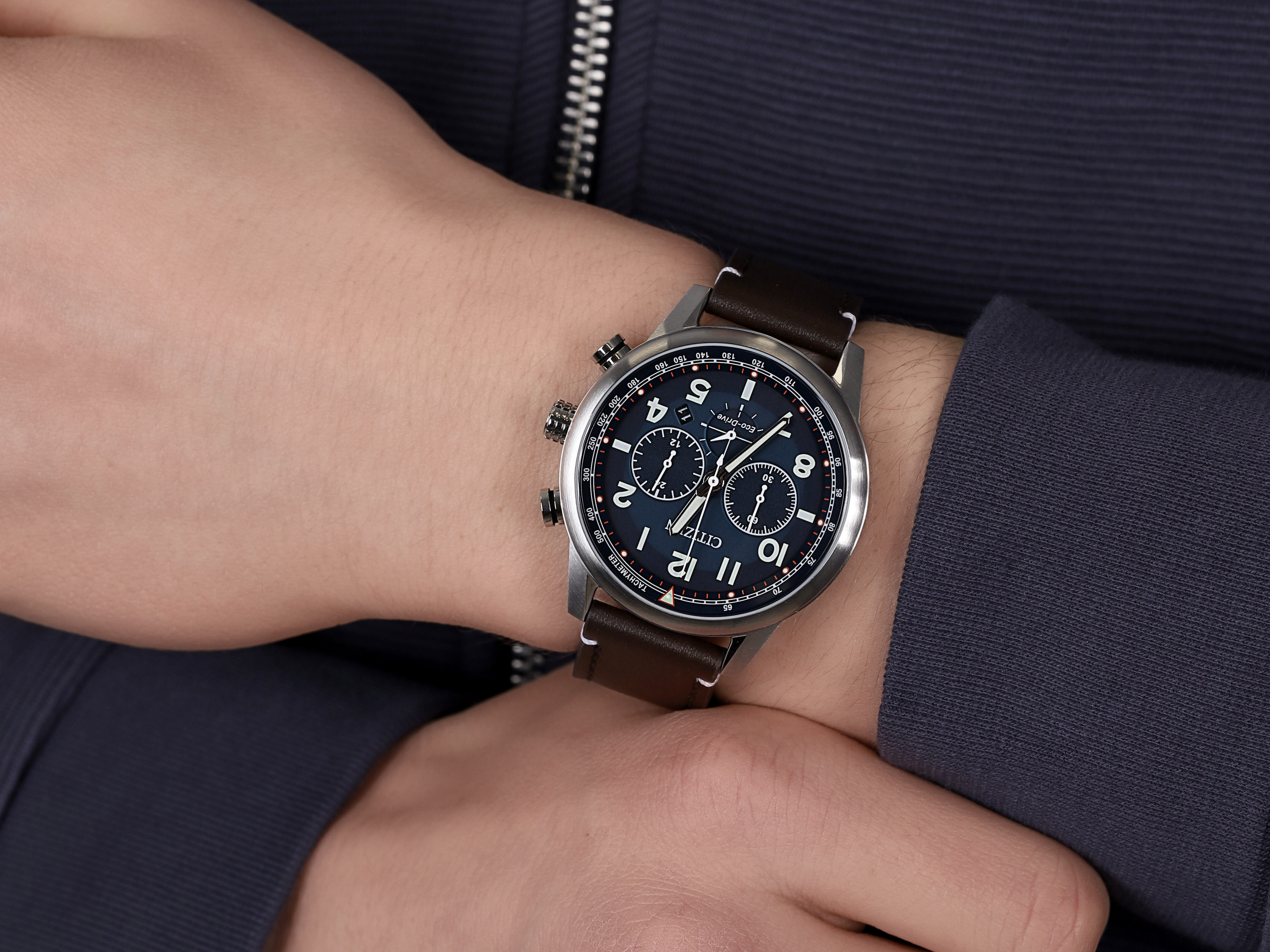 Citizen CA4420-13L zegarek srebrny sportowy Chrono pasek