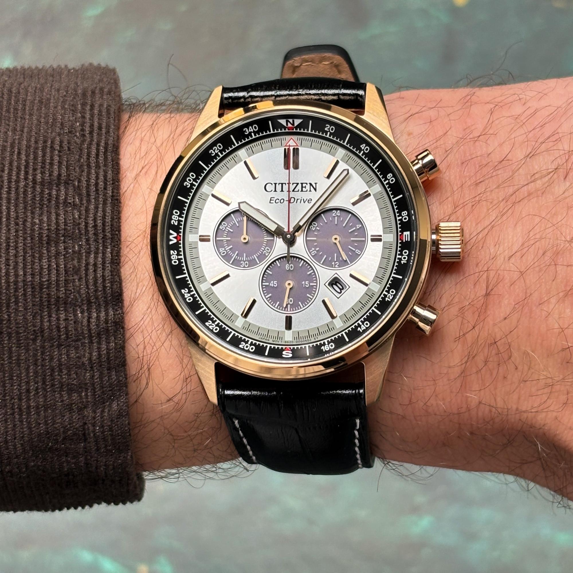 Citizen CA4723-03A zegarek złoty sportowy Ecodrive pasek - miniatura 9