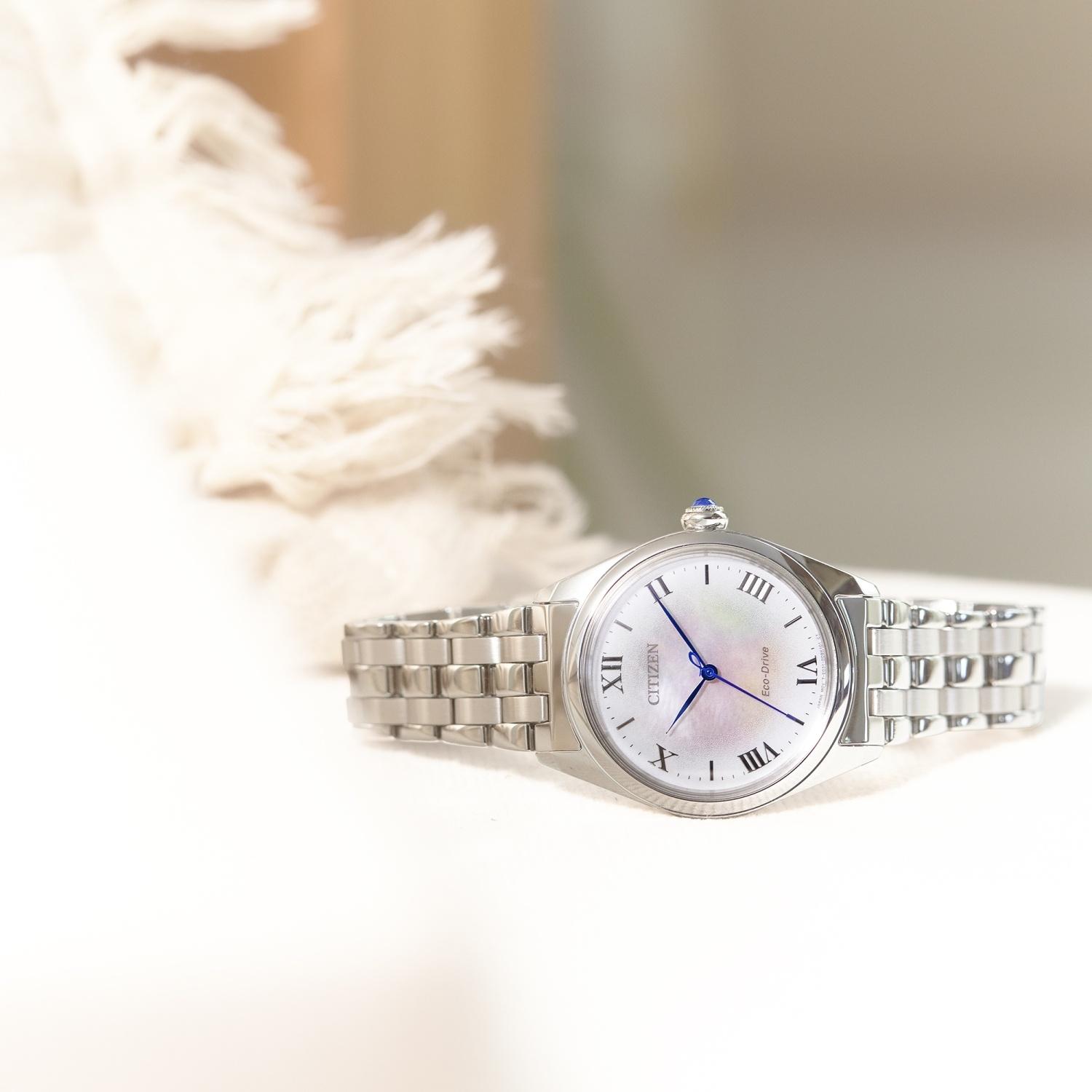 Citizen EM1140-80D Lady elegancki zegarek srebrny