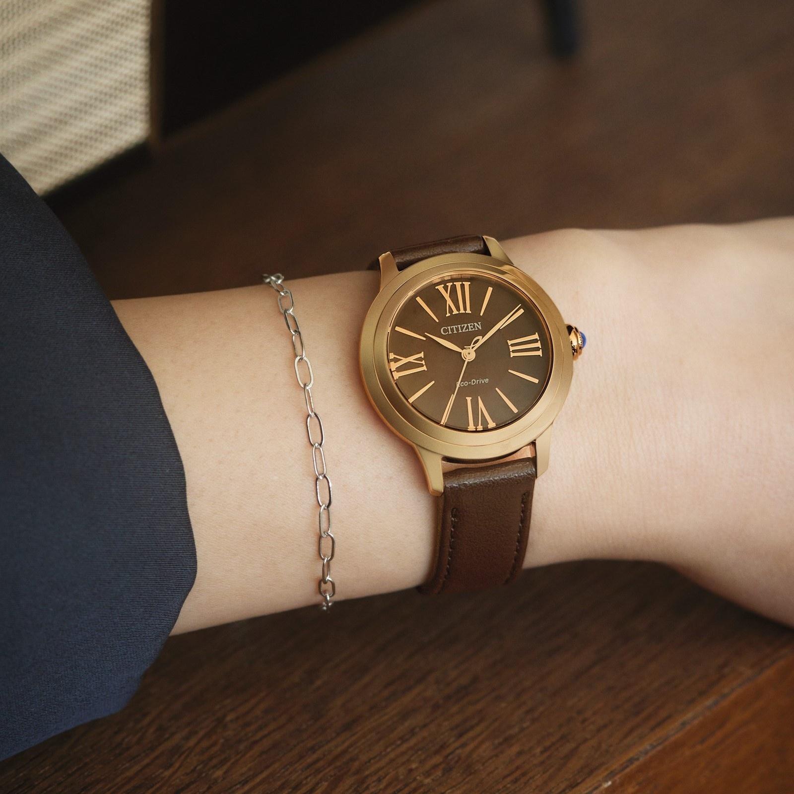 Citizen EM1163-09X Lady Ceci Ecodrive elegancki zegarek różowe złoto