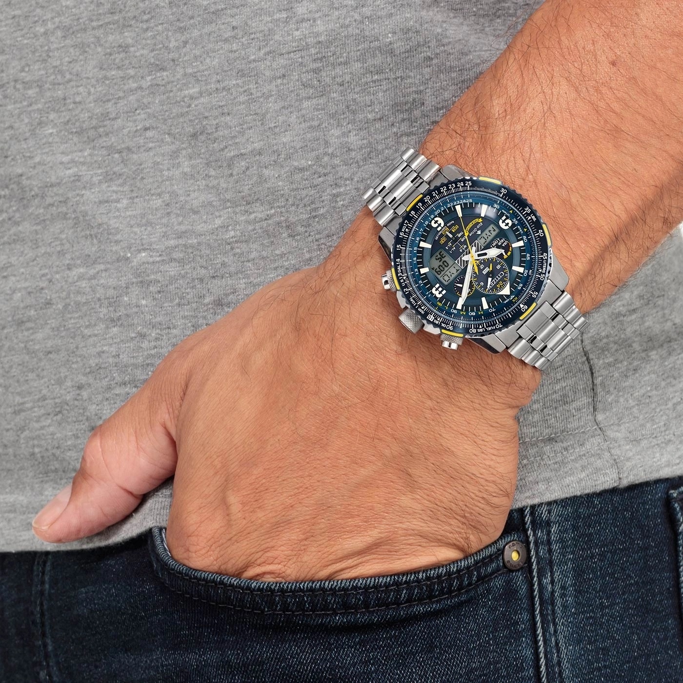Citizen JY8078-52L Promaster Skyhawk A-T Blue Angels Promaster sportowy zegarek srebrny - miniatura 9