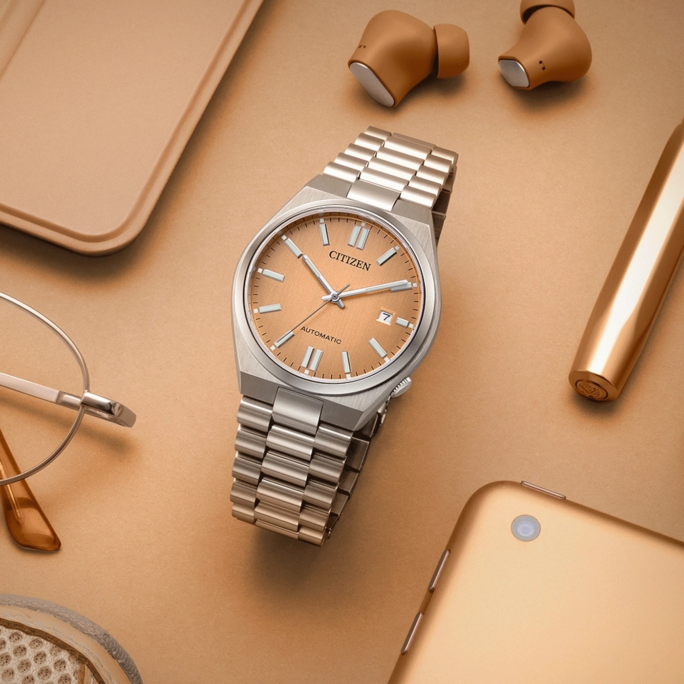 Citizen NJ0159-86Z Tsuyosa Warm Sand Automatic Classic Sapphire zegarek klasyczny Automat - miniatura 4