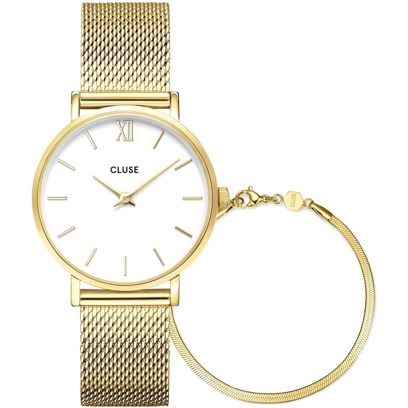 Cluse CG10215 Minuit Minuit White Flat Snake Gold Gift Box zegarek damski klasyczny mineralne - miniatura 11