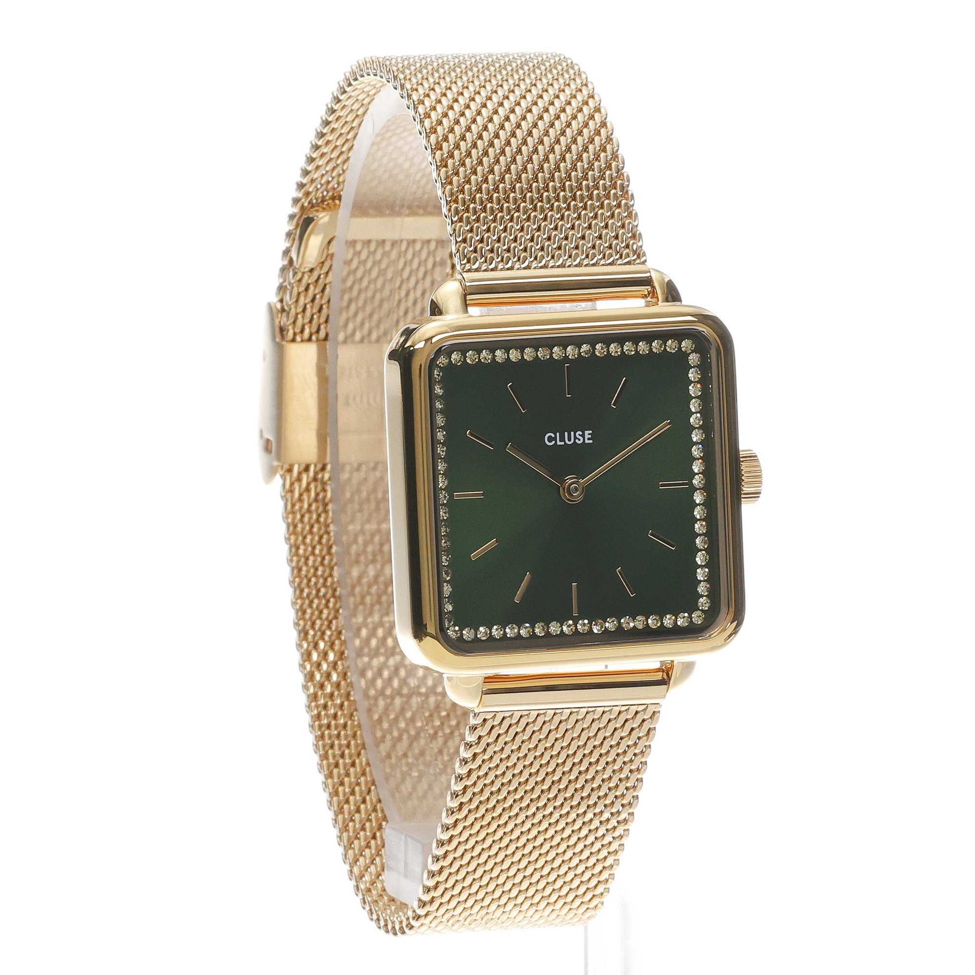 Cluse CG10317 Gift Box Mesh and Malachite Bracelet Gold Colour zegarek fashion-modowy La Tetragone