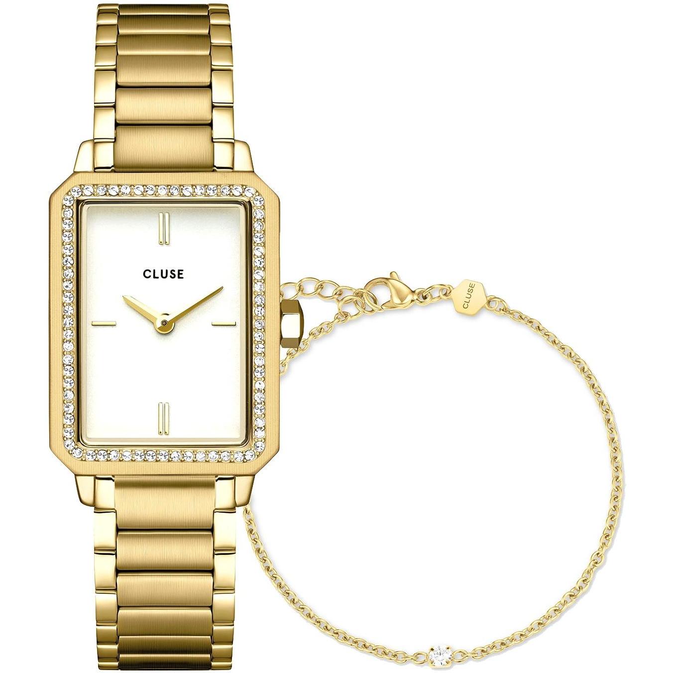 Cluse CG11508 Fluette White Stones Zircon Gold Gift Box Fluette klasyczny zegarek złoty - miniatura 12