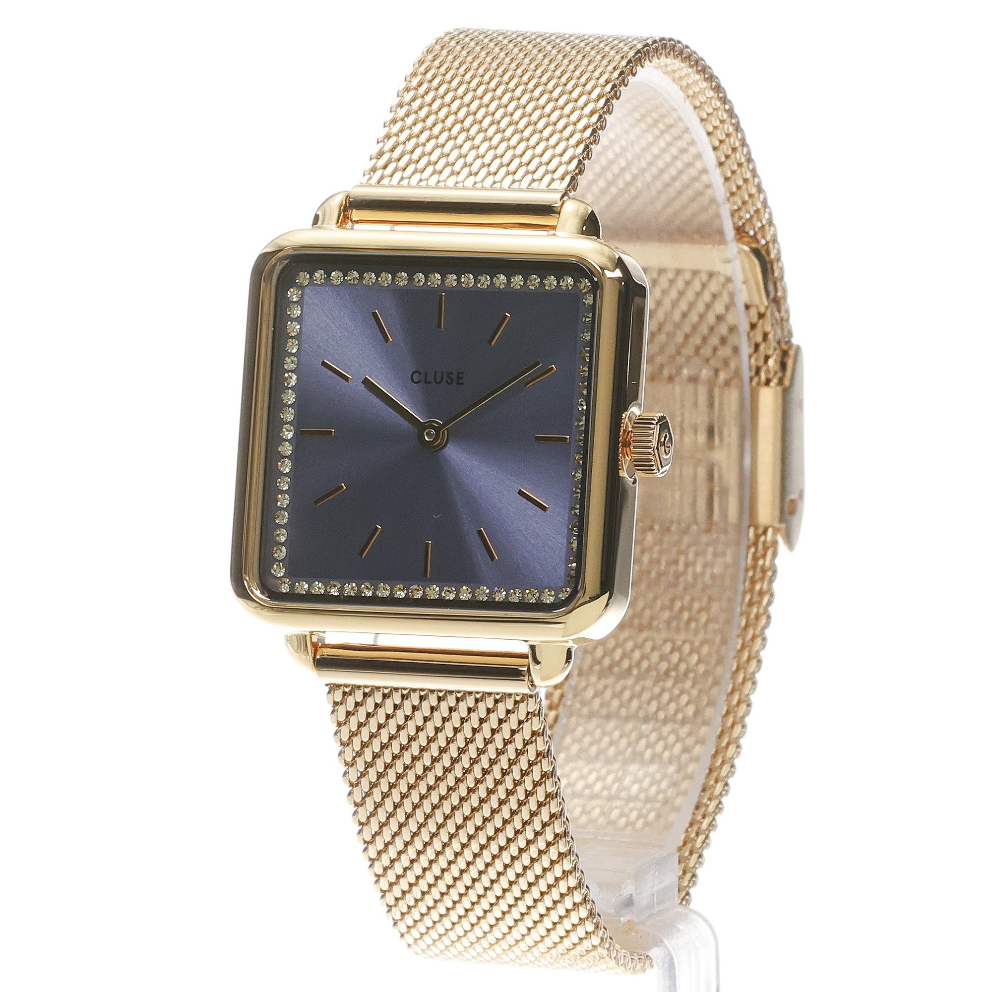 Cluse CW10310 La Tetragone Mesh stones Light Blue Gold Colour zegarek damski klasyczny mineralne - miniatura 2