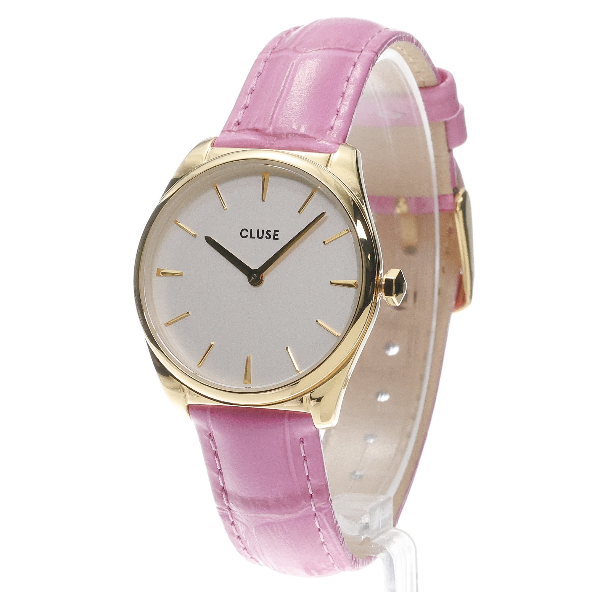 Cluse CW11213 Croco Pink-Gold Feroce Petite klasyczny zegarek złoty - miniatura 2