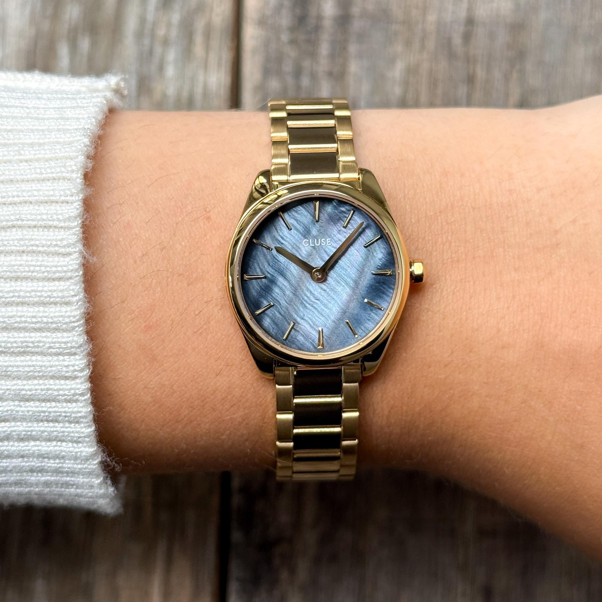 Cluse CW11707 Watch Steel Blue Pearl Gold Colour Feroce Petite klasyczny zegarek złoty - miniatura 9