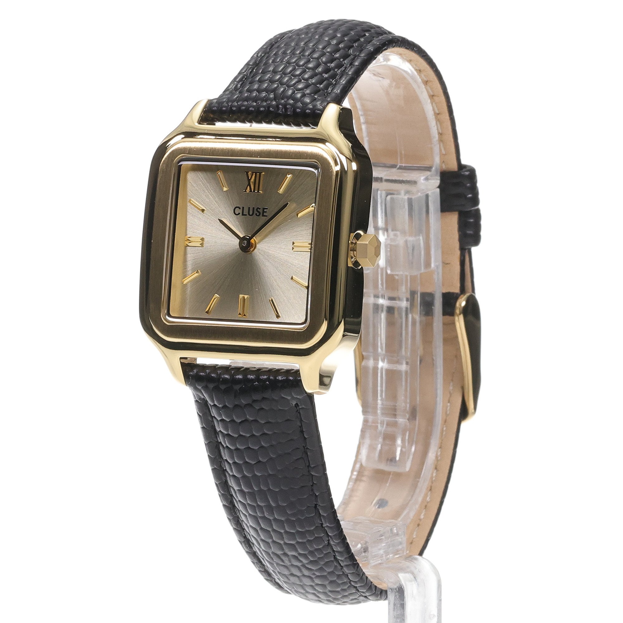 Cluse CW11903 Gracieuse Watch Leather Black Lizard Gold Colour zegarek damski fashion-modowy mineralne