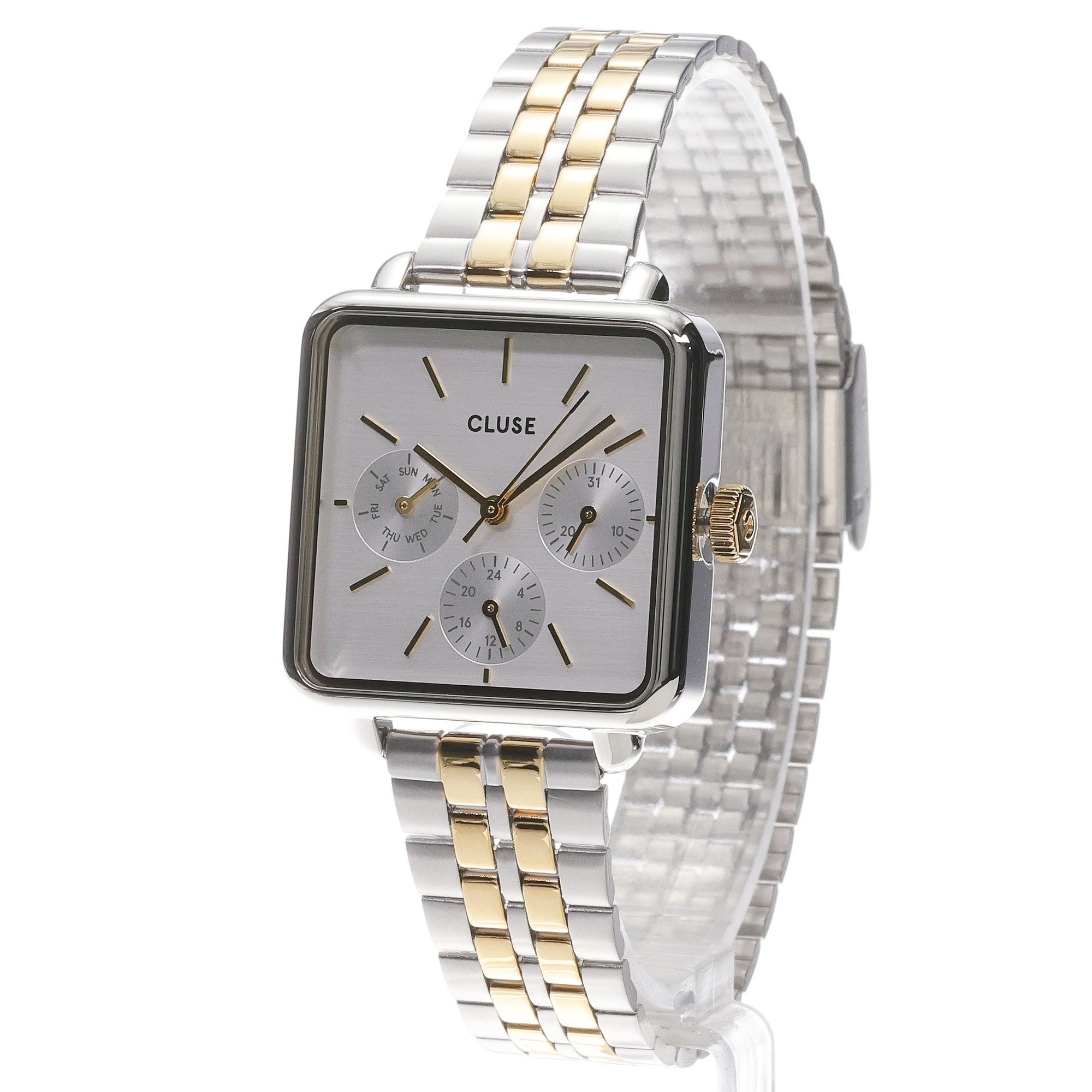Cluse CW13803 La Tetragone La Tetragone Multifunction Silver-Gold zegarek damski fashion-modowy mineralne