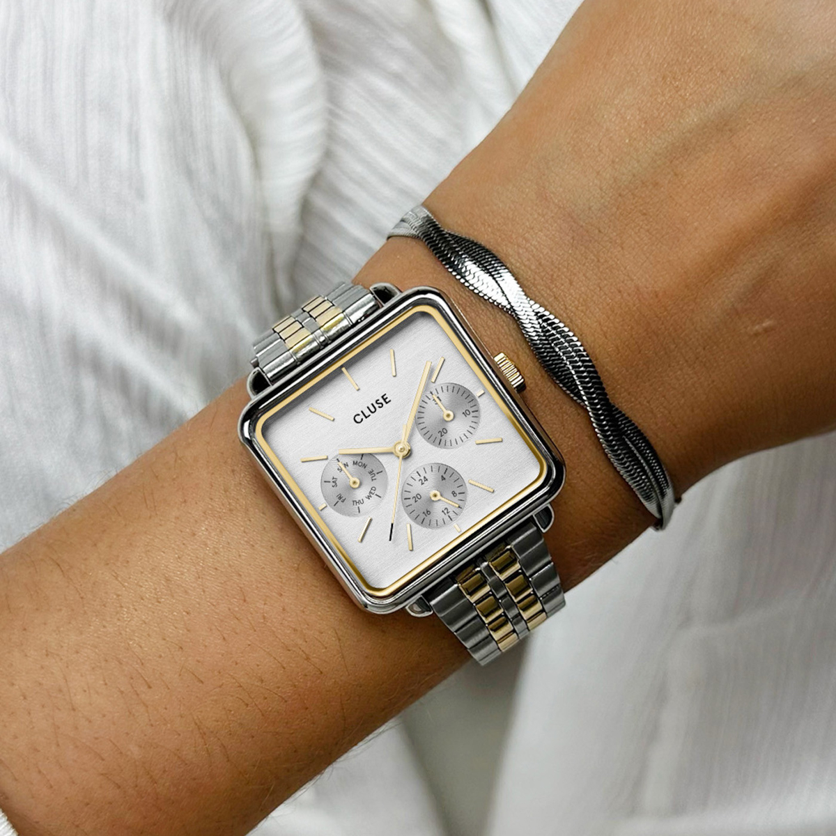 Cluse CW13803 La Tetragone Multifunction Gold-Grey zegarek fashion-modowy La Tetragone