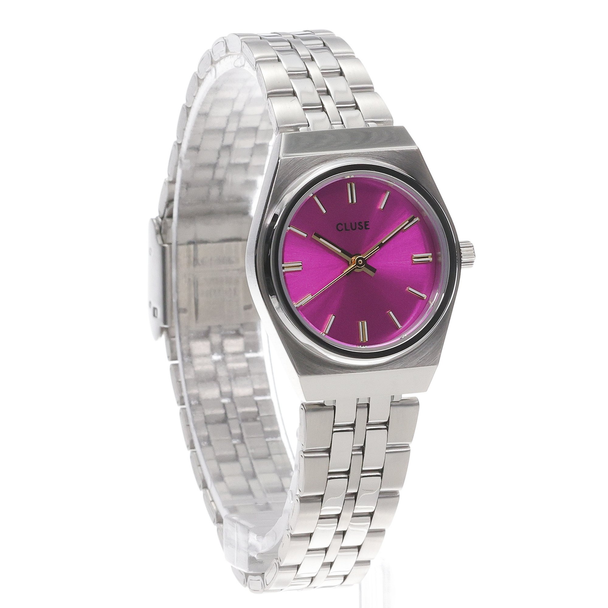 Cluse CW16303 Retro 70s Retro 70s Mini Steel Fuchsia Silver zegarek damski klasyczny mineralne - miniatura 3