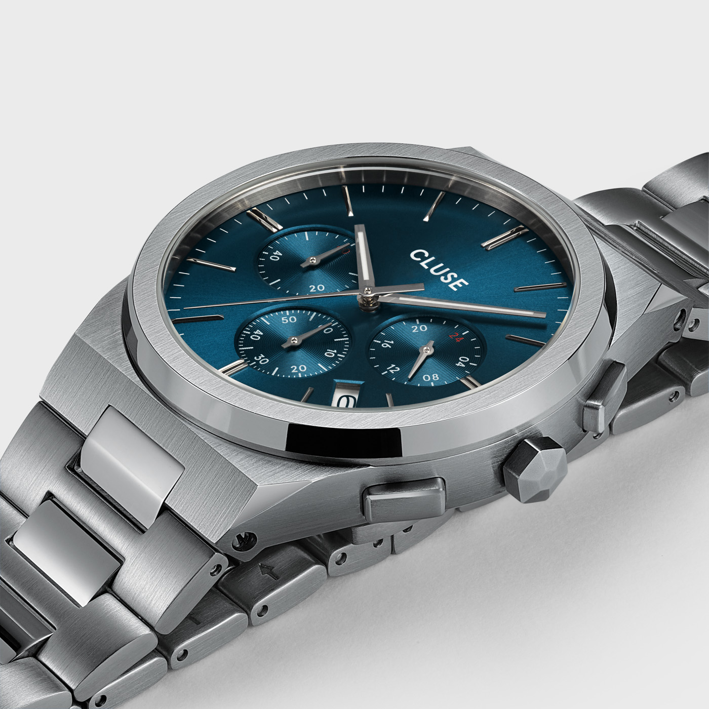 Cluse CW20801 Chrono Steel Blue/Silver zegarek sportowy Vigoureux
