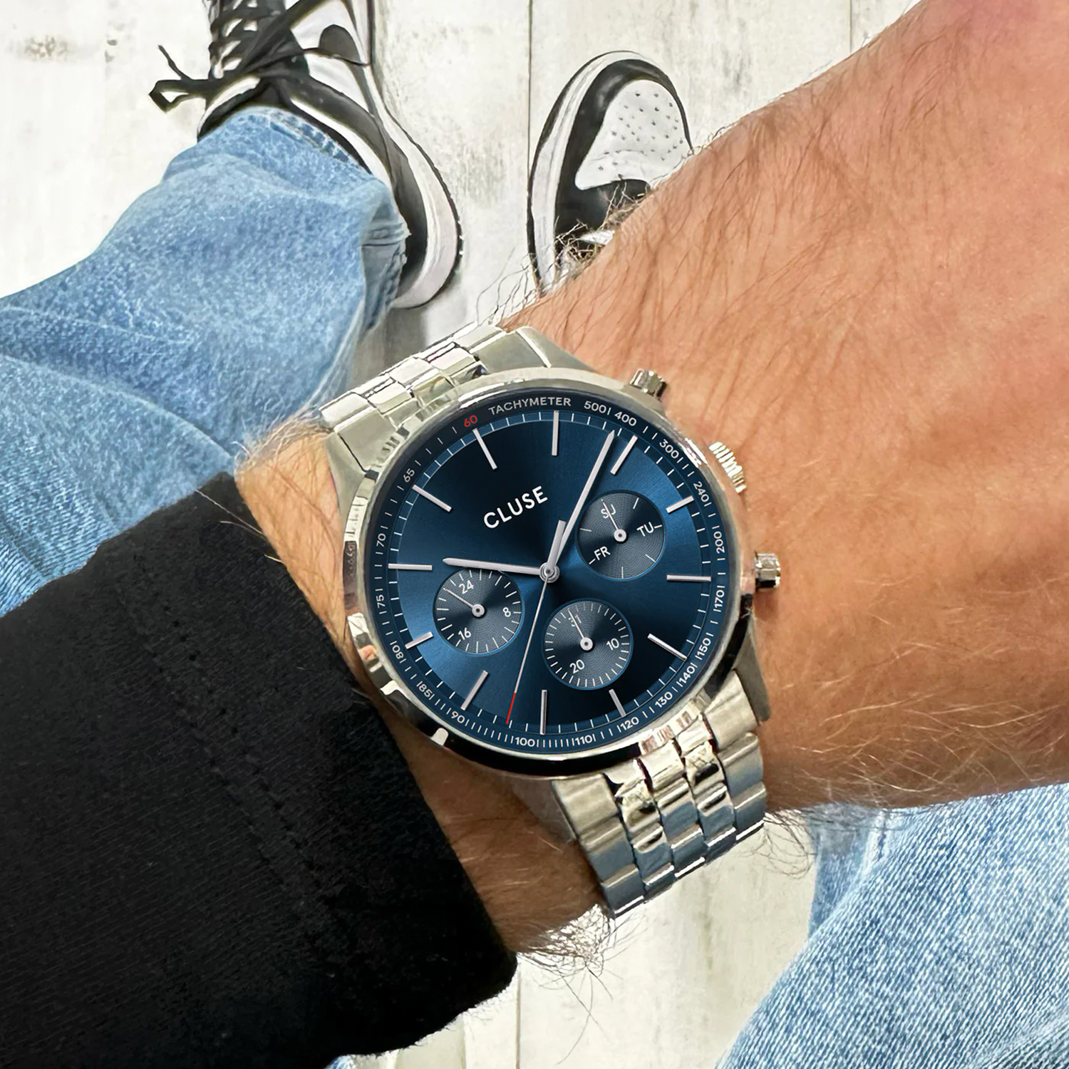 Cluse CW21003 Antheor chrono Watch Steel blue Silver Colour zegarek sportowy Vigoureux