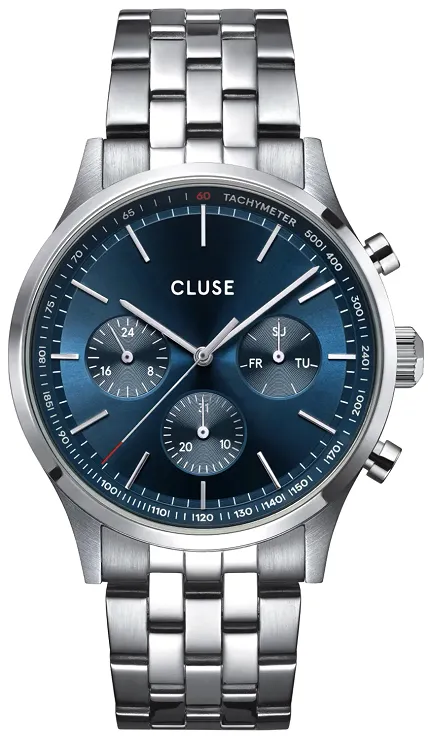 Cluse CW21003 Vigoureux Antheor chrono Watch Steel blue Silver Colour
