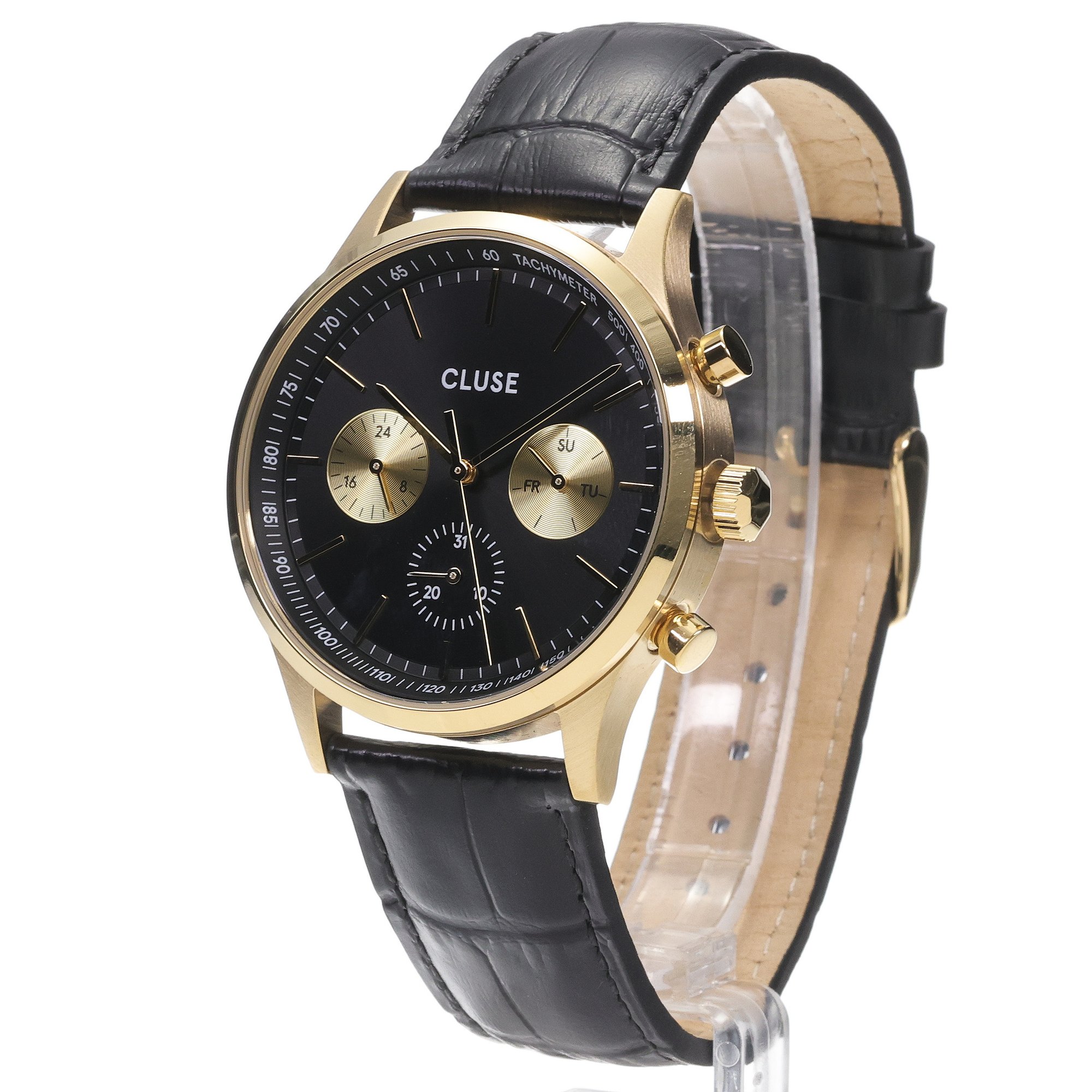 Cluse CW21004 Antheor Antheor Multifunction Black Leather Gold zegarek męski fashion-modowy mineralne - miniatura 2