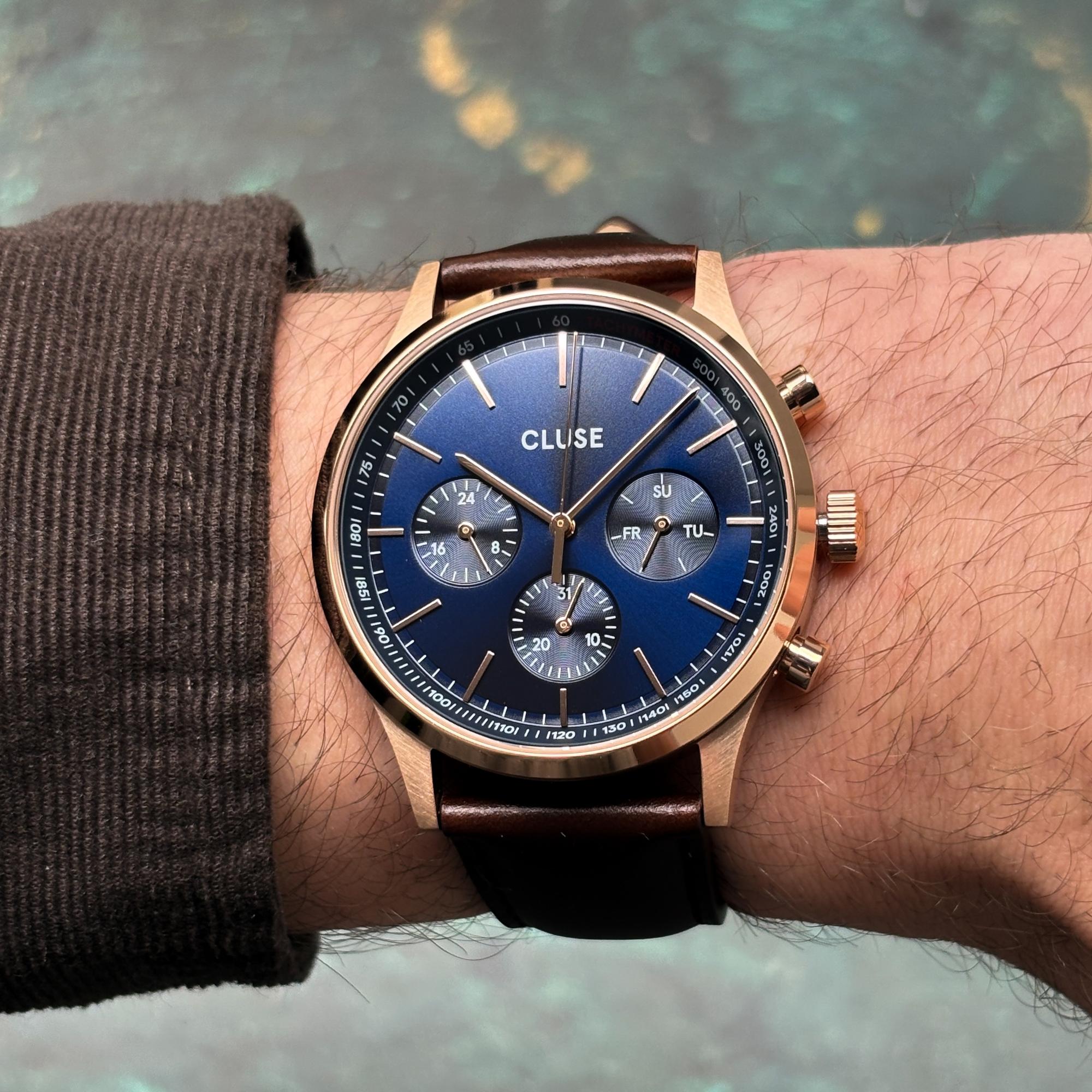 Cluse CW21009 Antheor Antheor Brown Leather Strap 42mm zegarek męski fashion-modowy mineralne - miniatura 8