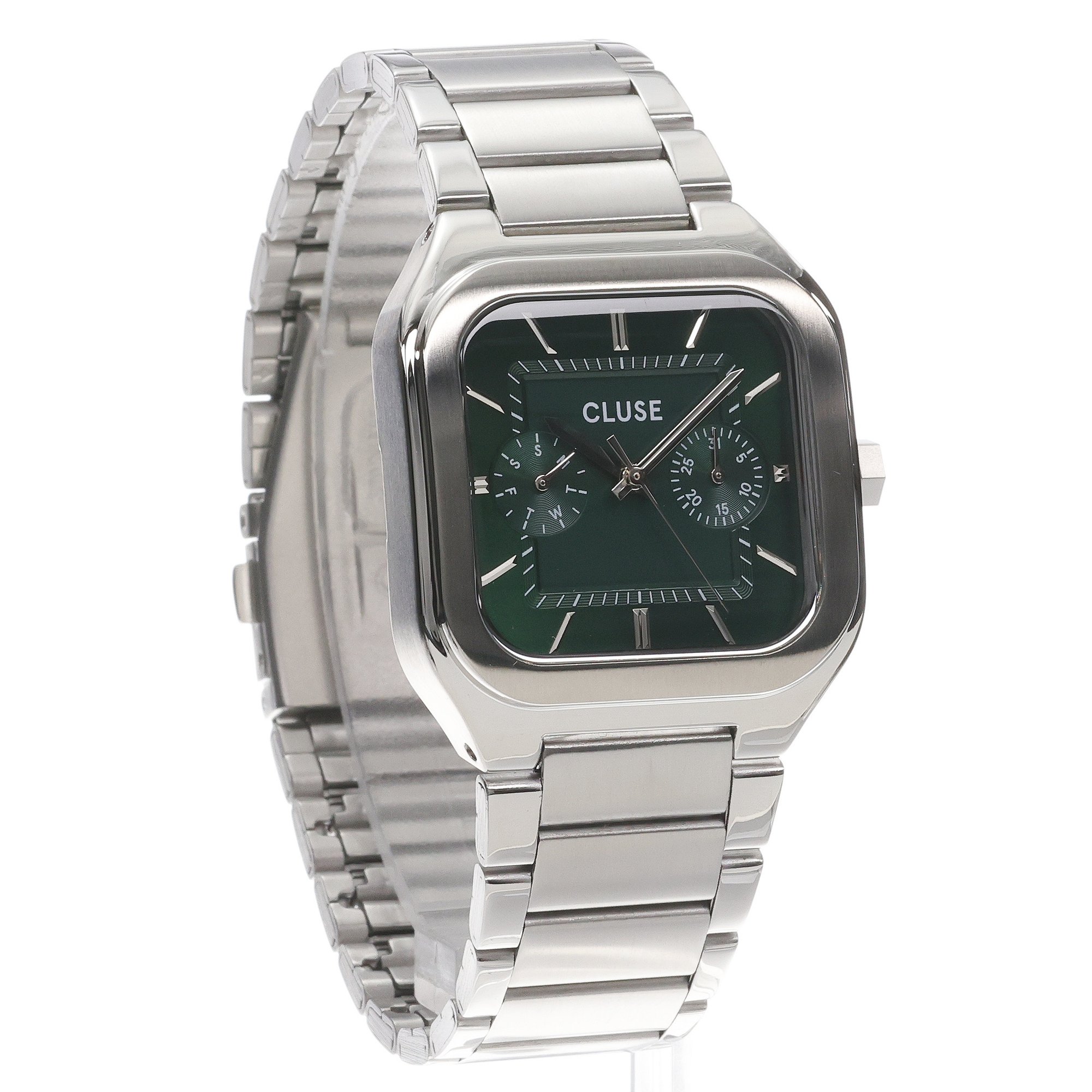 Cluse CW26202 Quadrus Quadrus Multifunction Steel Green Silver zegarek męski klasyczny mineralne - miniatura 3