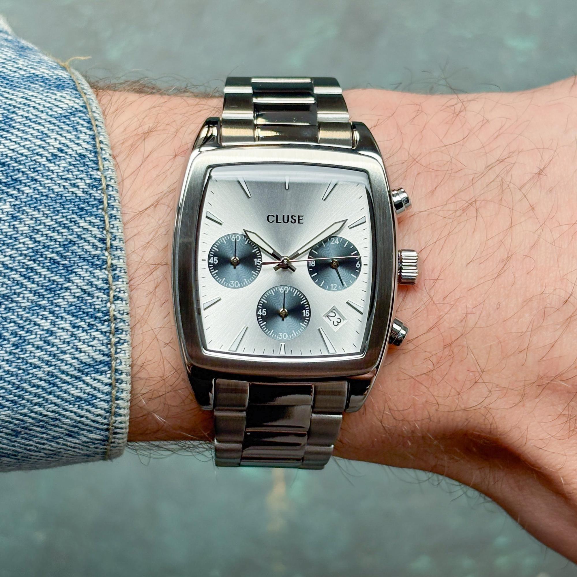 Cluse CW52003 Quartaut Chrono Cluse klasyczny zegarek srebrny