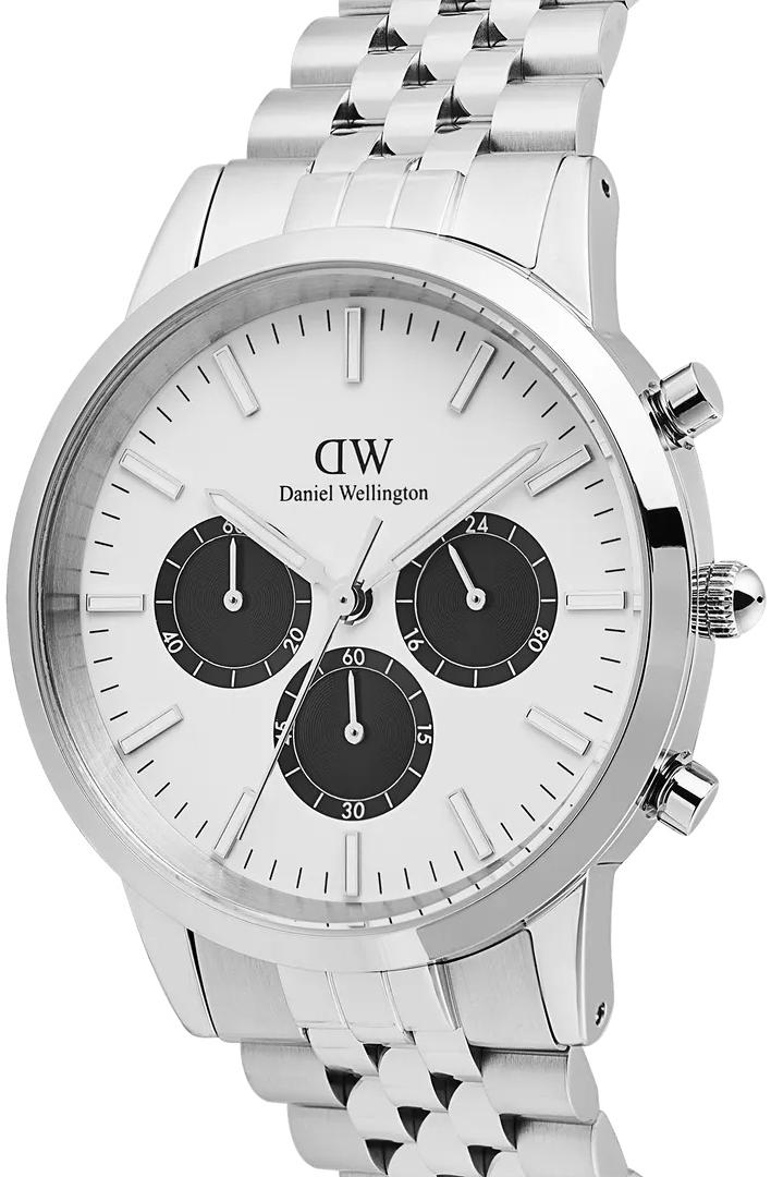 Daniel Wellington DW00100872 Iconic Chronograph Arch 5-Link Arctic Panda Silver zegarek sportowy Męskie