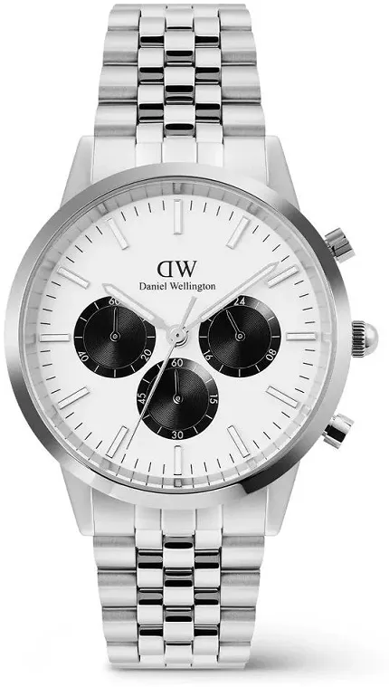 Daniel Wellington DW00100872 Męskie Iconic Chronograph Arch 5-Link Arctic Panda Silver