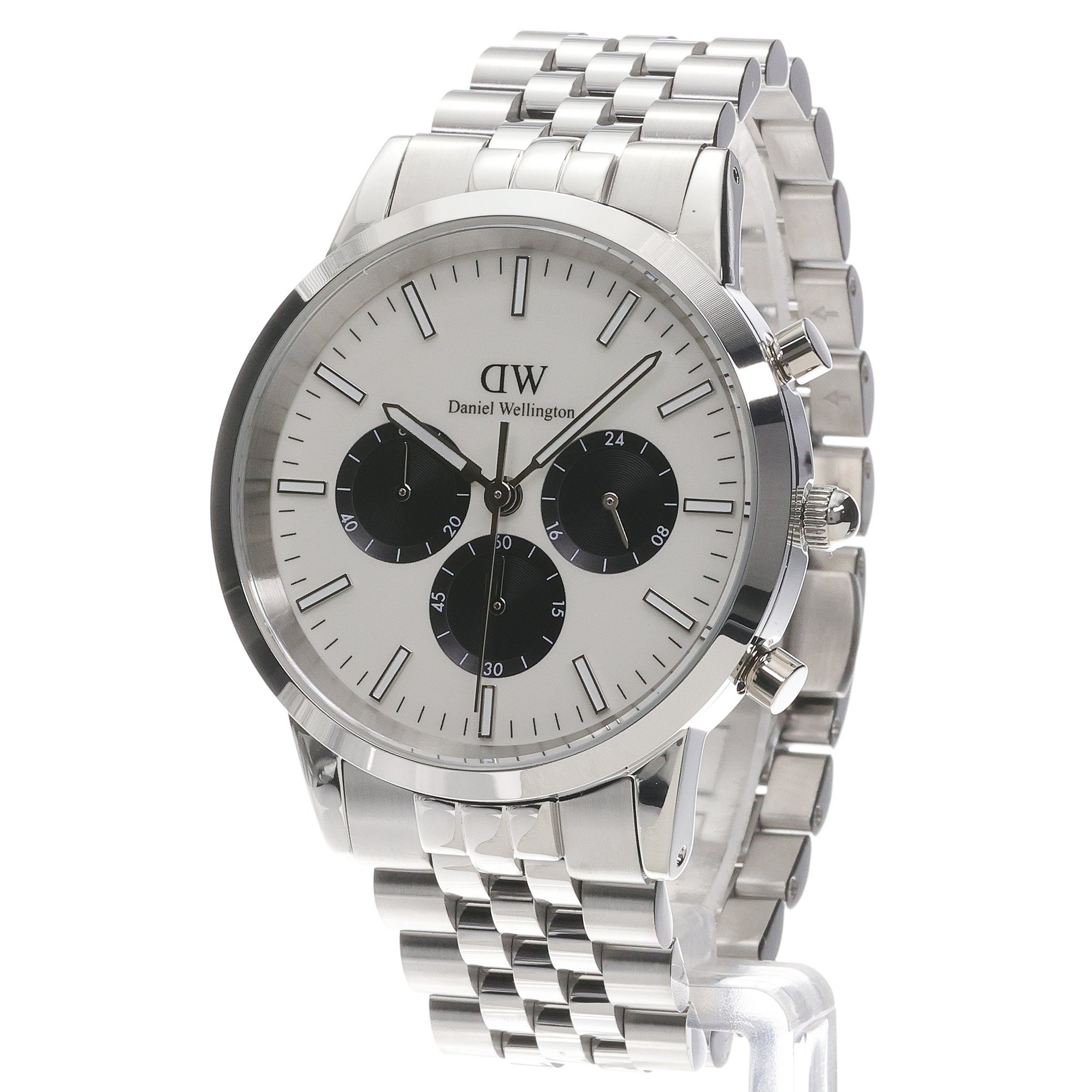 Daniel Wellington DW00100872 Męskie Iconic Chronograph Arch 5-Link Arctic Panda Silver zegarek męski sportowy mineralne