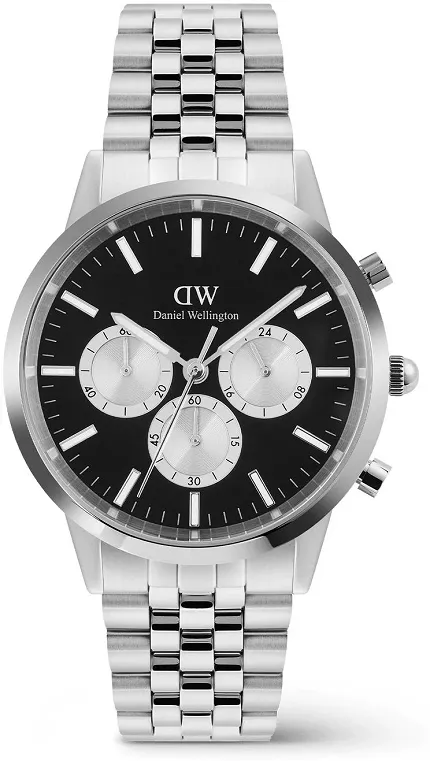 Daniel Wellington DW00100873 Męskie Iconic Chronograph Arch 5-Link Arctic Panda Silver