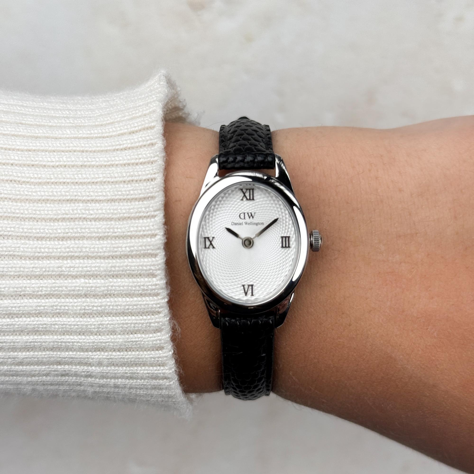 Daniel Wellington DW00100887 Ophelia Mini Black Lizard White Guilloche Silver Damskie klasyczny zegarek srebrny - miniatura 8