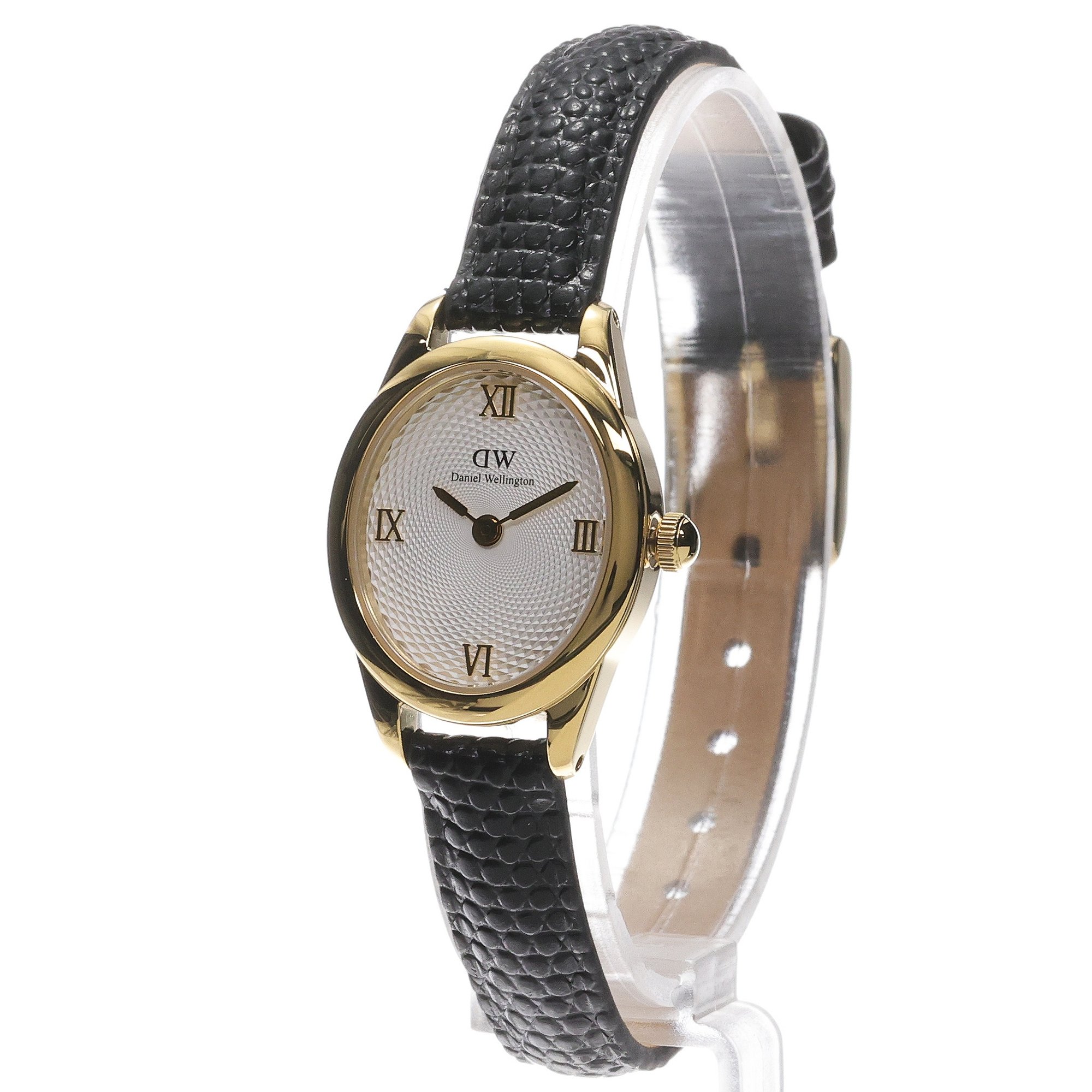 Daniel Wellington DW00100890 Damskie Ophelia Mini Black Lizard White Guilloche Gold zegarek damski klasyczny mineralne