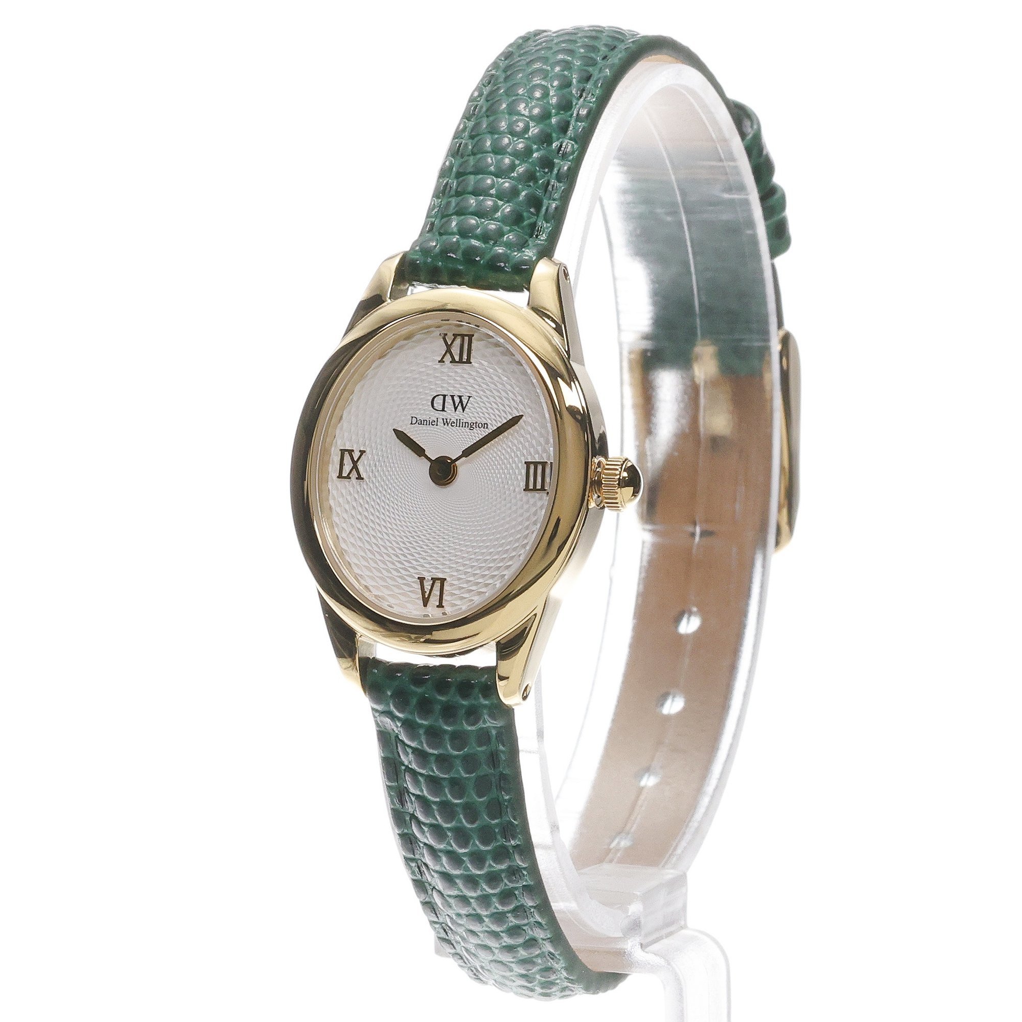 Daniel Wellington DW00100892 Damskie Ophelia Mini Green Lizard White Guilloche Gold zegarek damski klasyczny mineralne