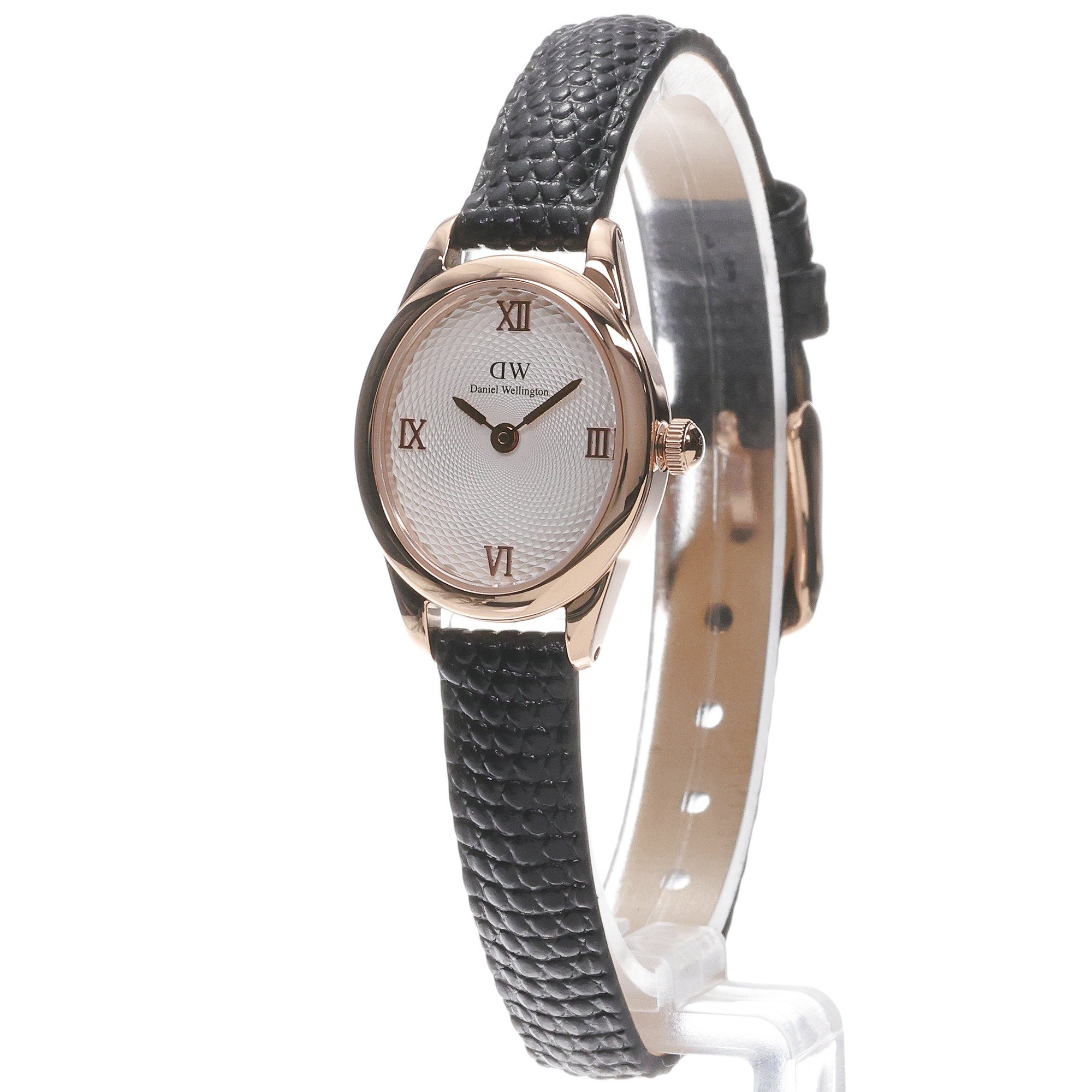 Daniel Wellington DW00100893 Damskie Ophelia Mini Black Lizard White Guilloche Rose Gold zegarek damski klasyczny mineralne