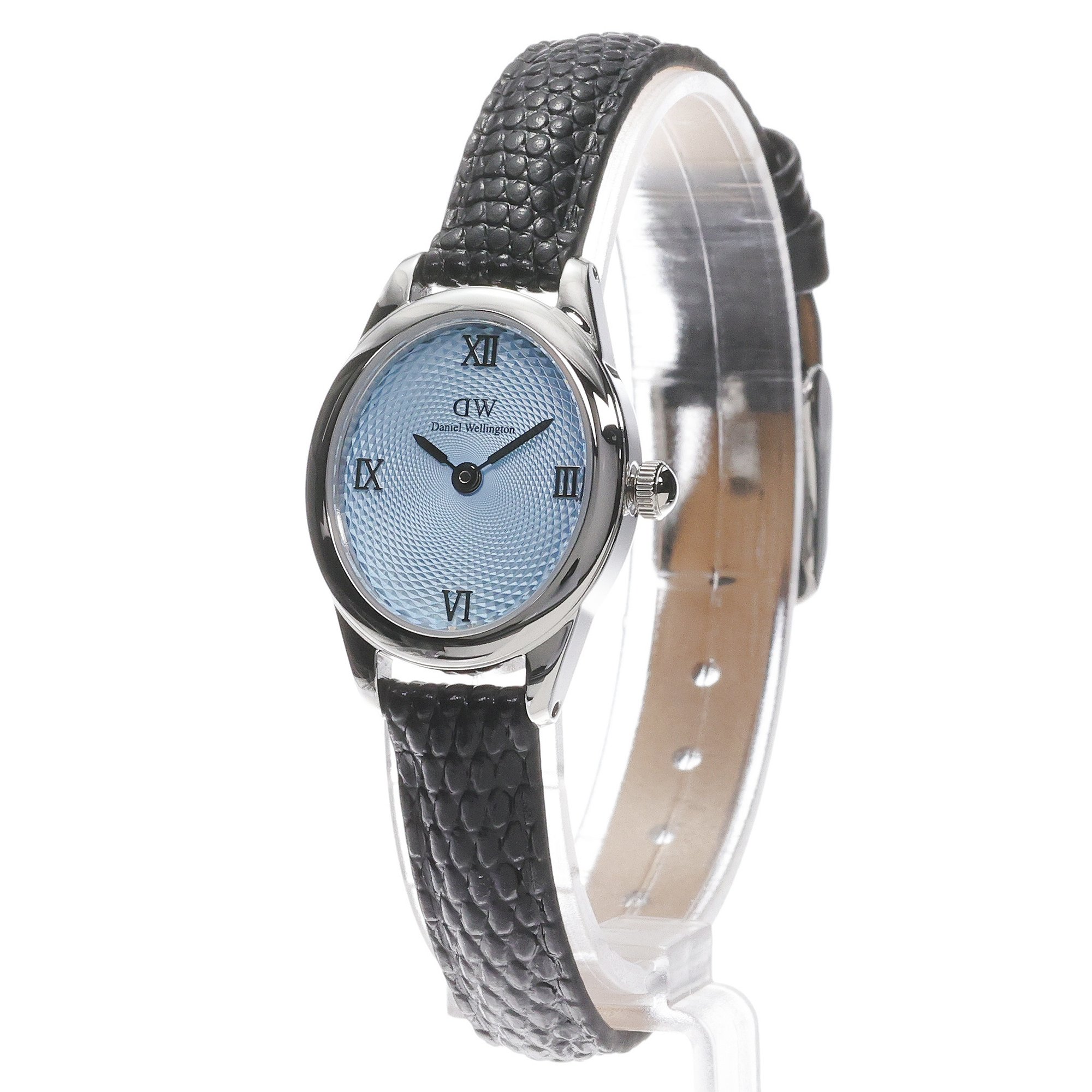 Daniel Wellington DW00100896 Damskie Ophelia Mini Black Lizard Ice Blue Guilloche Silver zegarek damski klasyczny mineralne - miniatura 2