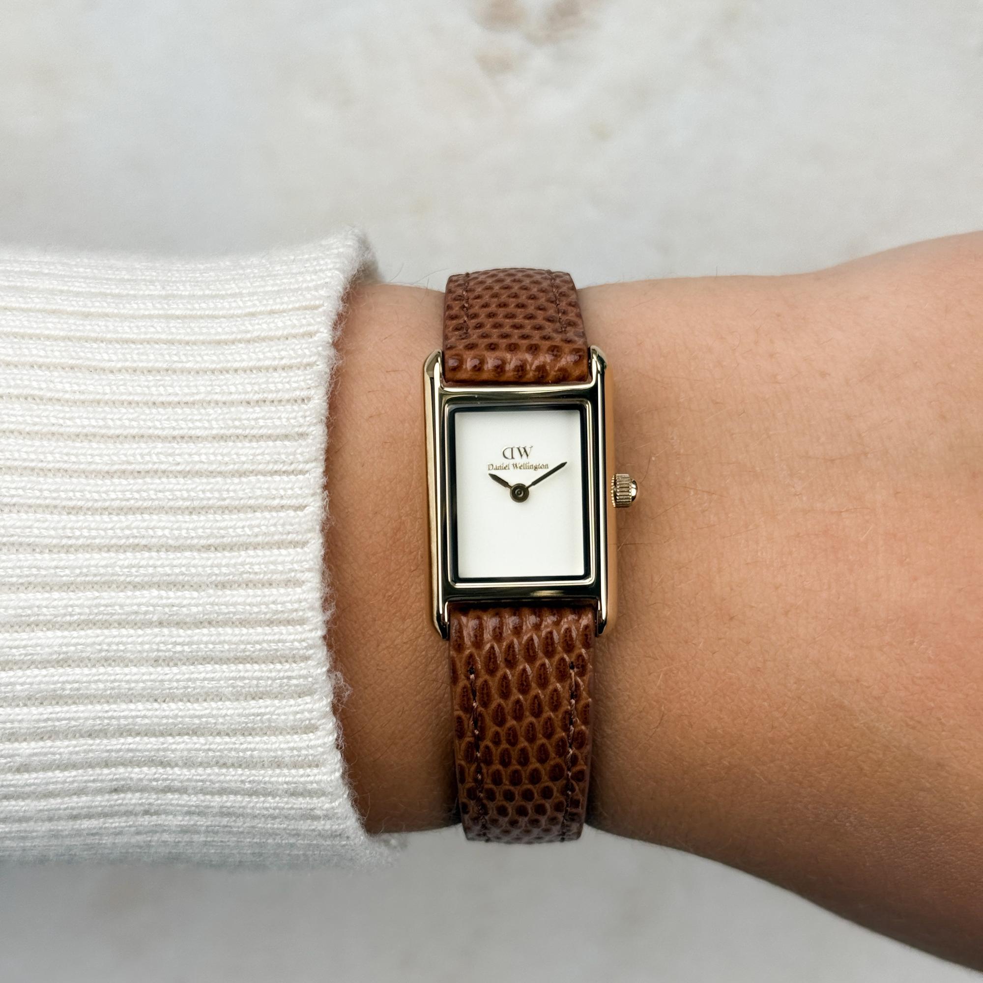 Daniel Wellington DW00100905 Bound Mini Light Brown Lizard Gold Damskie klasyczny zegarek złoty - miniatura 8