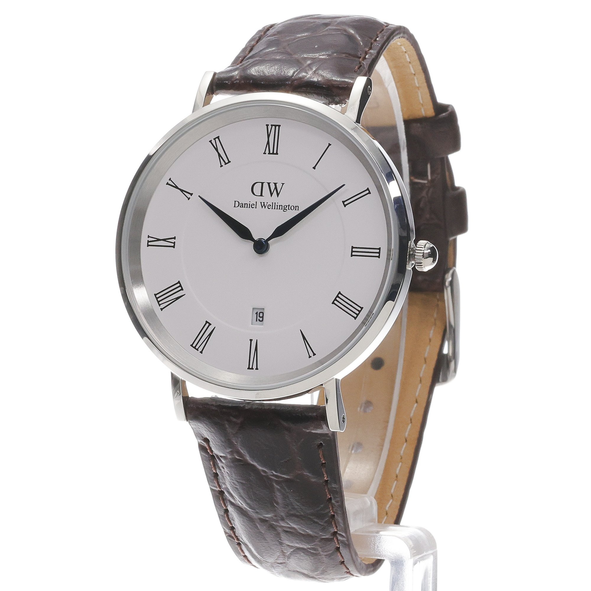 Daniel Wellington DW00100911 Męskie Classic Roman Numerals Date Dark Brown Croc Belly Silver zegarek męski klasyczny mineralne - miniatura 2