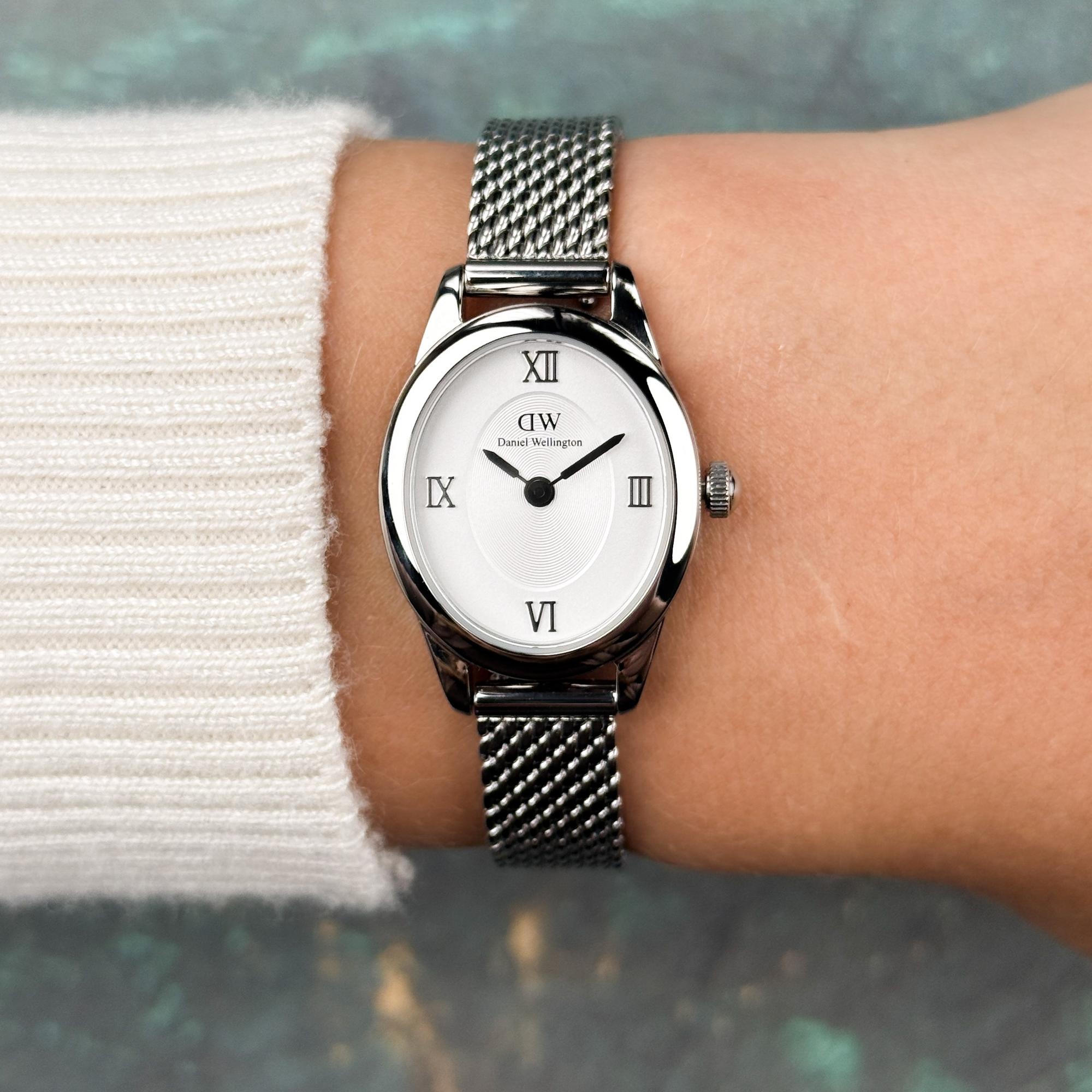 Daniel Wellington DW00100938 Ophelia Mini Mesh White Silver Damskie fashion-modowy zegarek srebrny