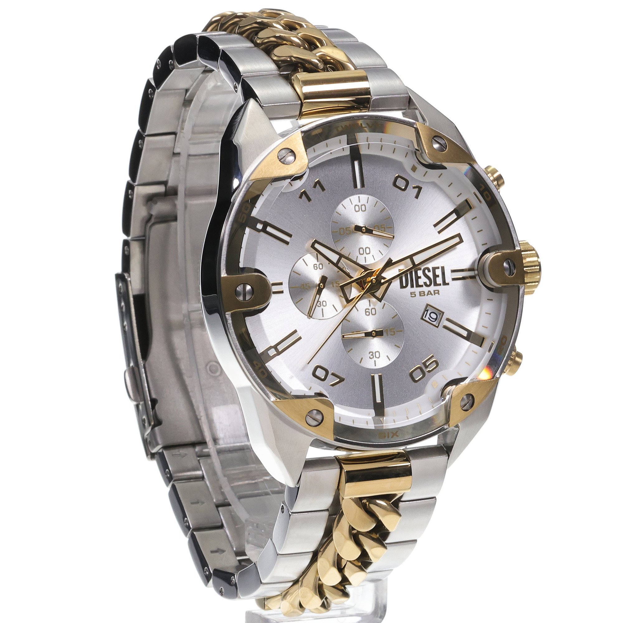 Diesel DZ4629 zegarek srebrny fashion-modowy Spiked bransoleta - miniatura 3