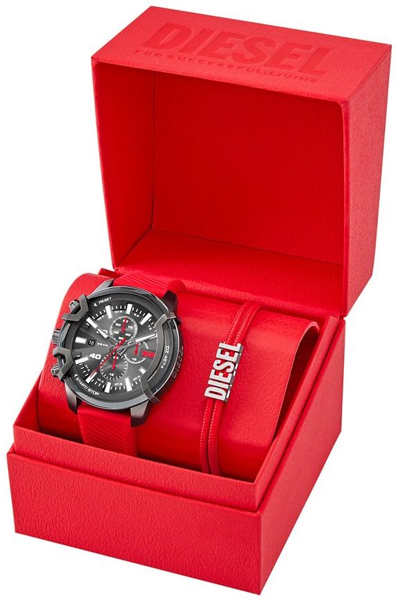 Diesel DZ4673SET zegarek srebrny fashion-modowy Griffed pasek