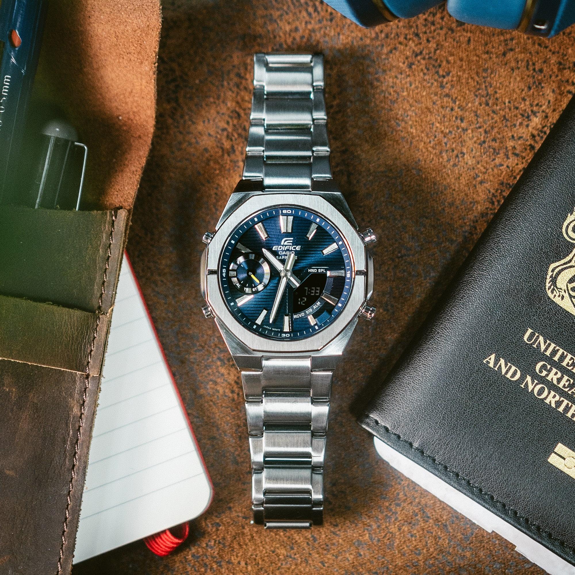 EDIFICE ECB-S10D-2AEF Edifice sportowy zegarek srebrny
