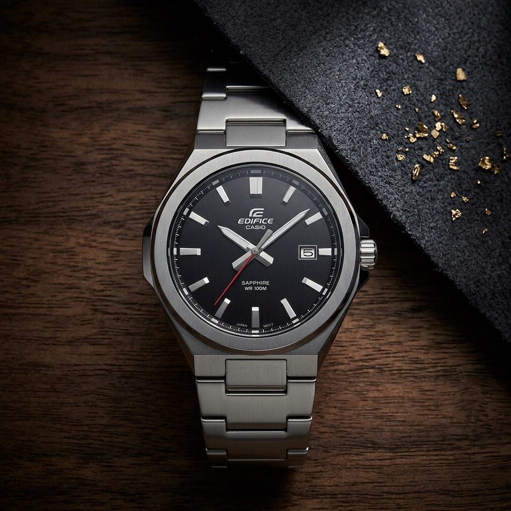 EDIFICE EFB-108D-1AVUEF zegarek srebrny klasyczny EDIFICE Momentum bransoleta