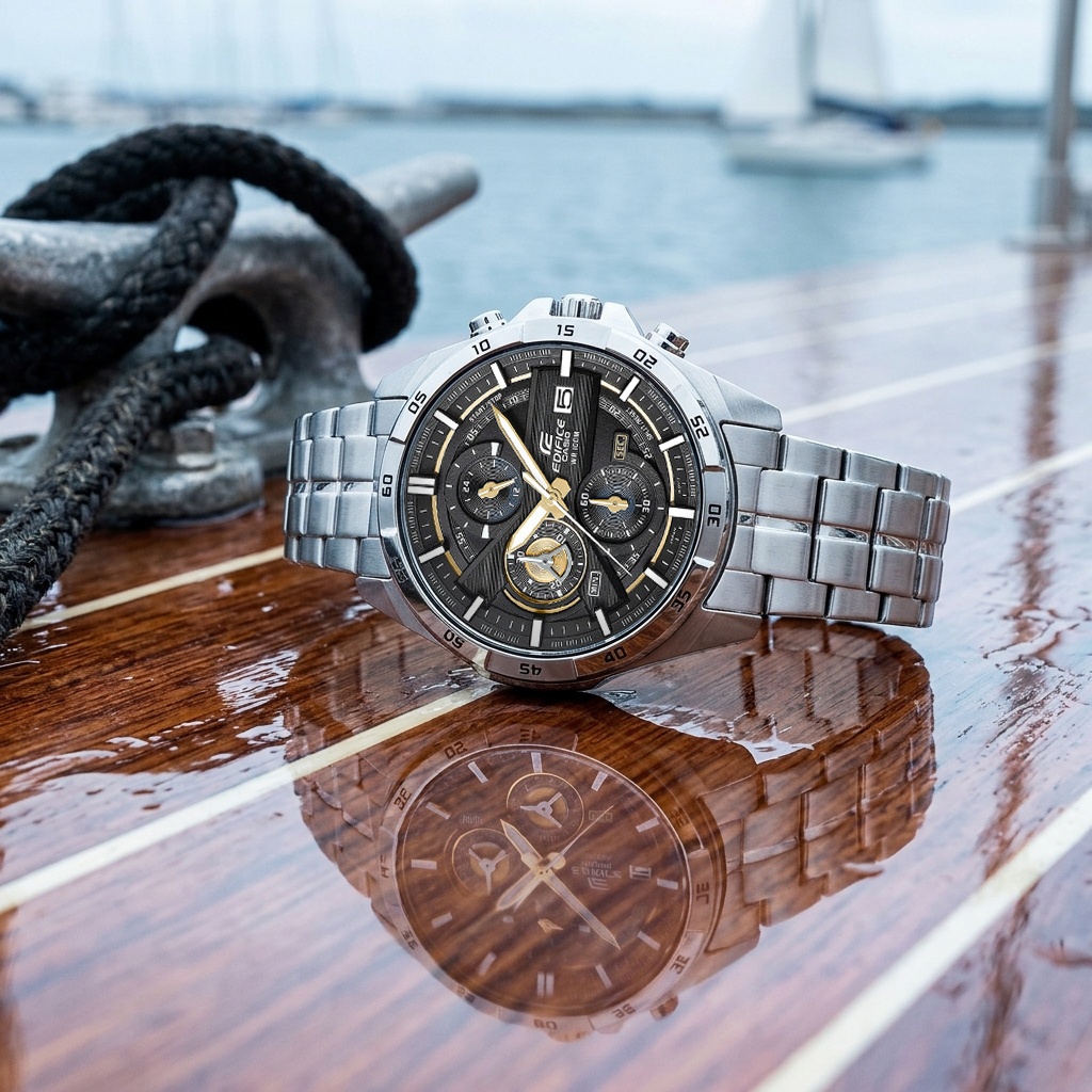 EDIFICE EFR-556D-1AVUEF zegarek srebrny klasyczny EDIFICE Momentum bransoleta